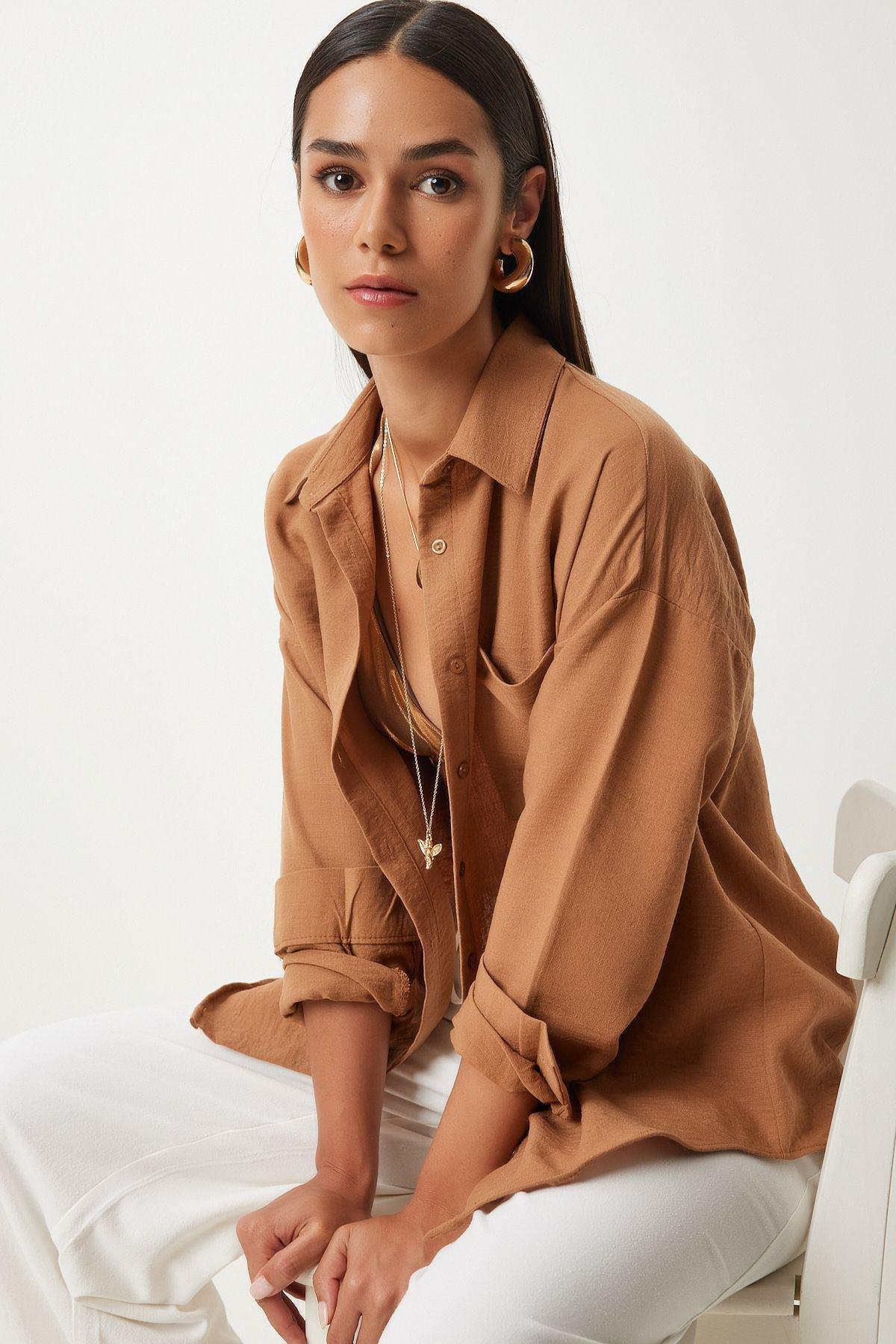Tan Plain Button Down Shirt DD01222, , large image number 1