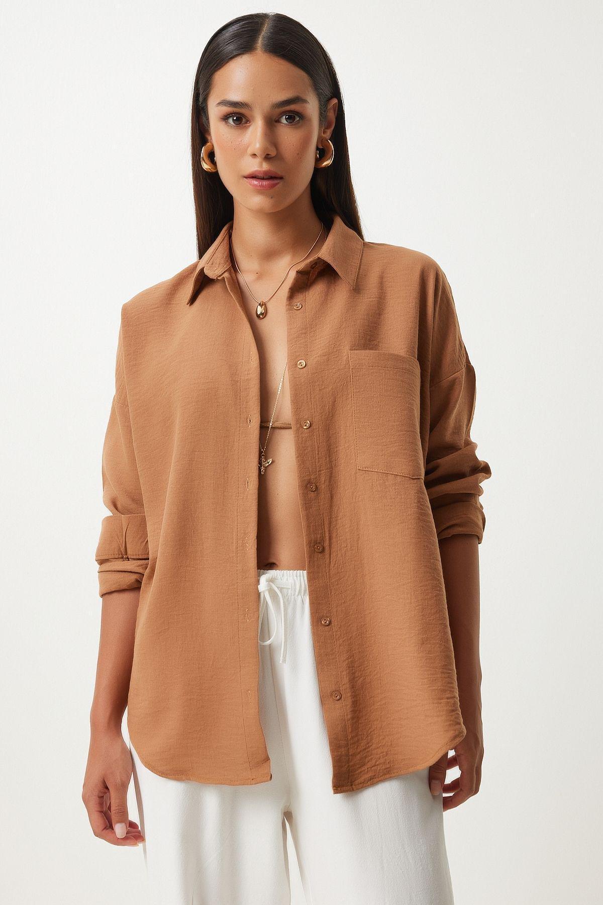 Tan Plain Button Down Shirt DD01222, , large image number 2