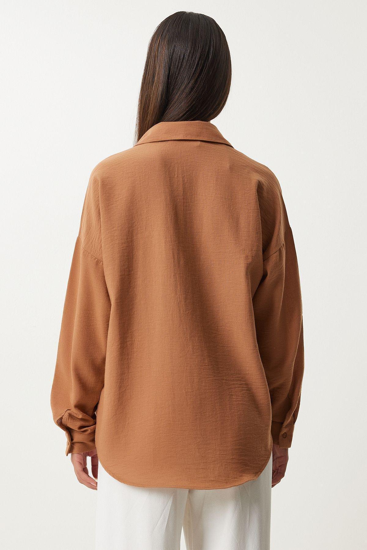 Tan Plain Button Down Shirt DD01222, , large image number 5
