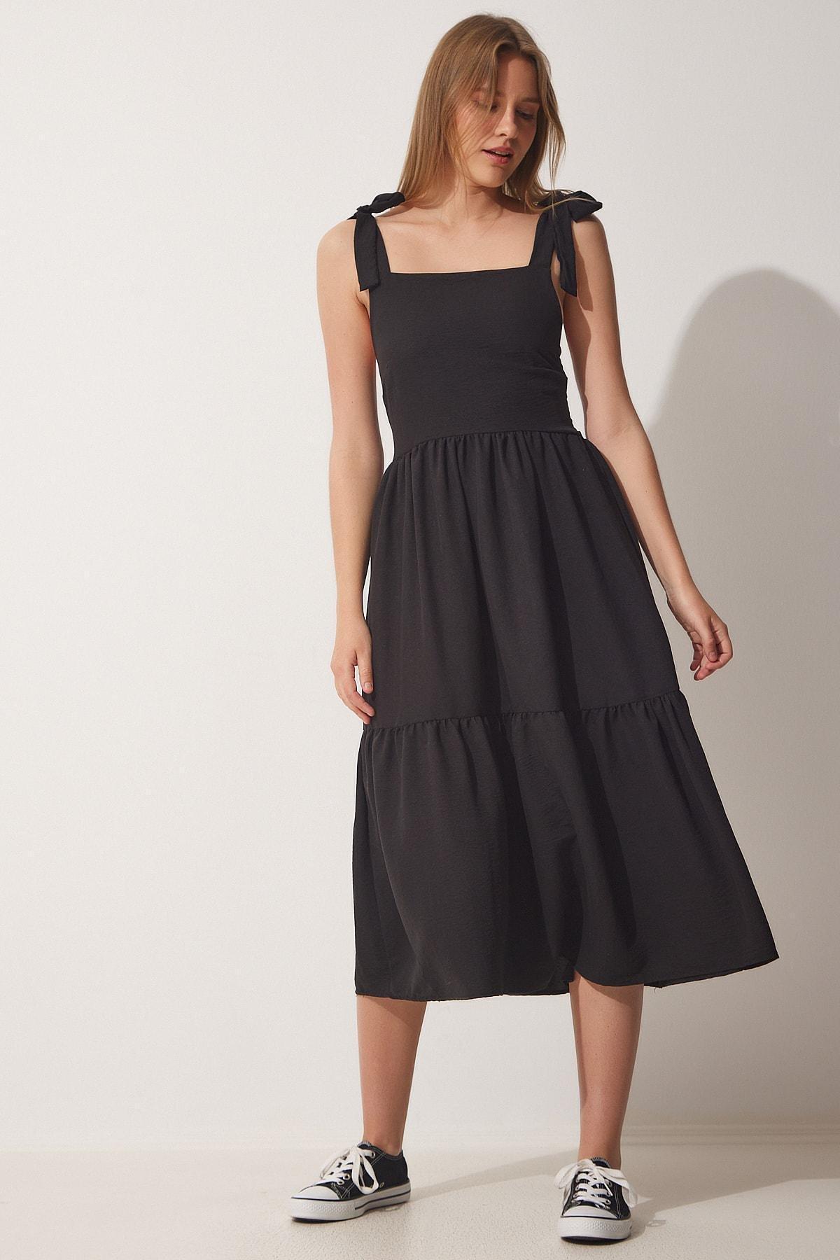 Black A-Line Dress, BLACK, large image number 0
