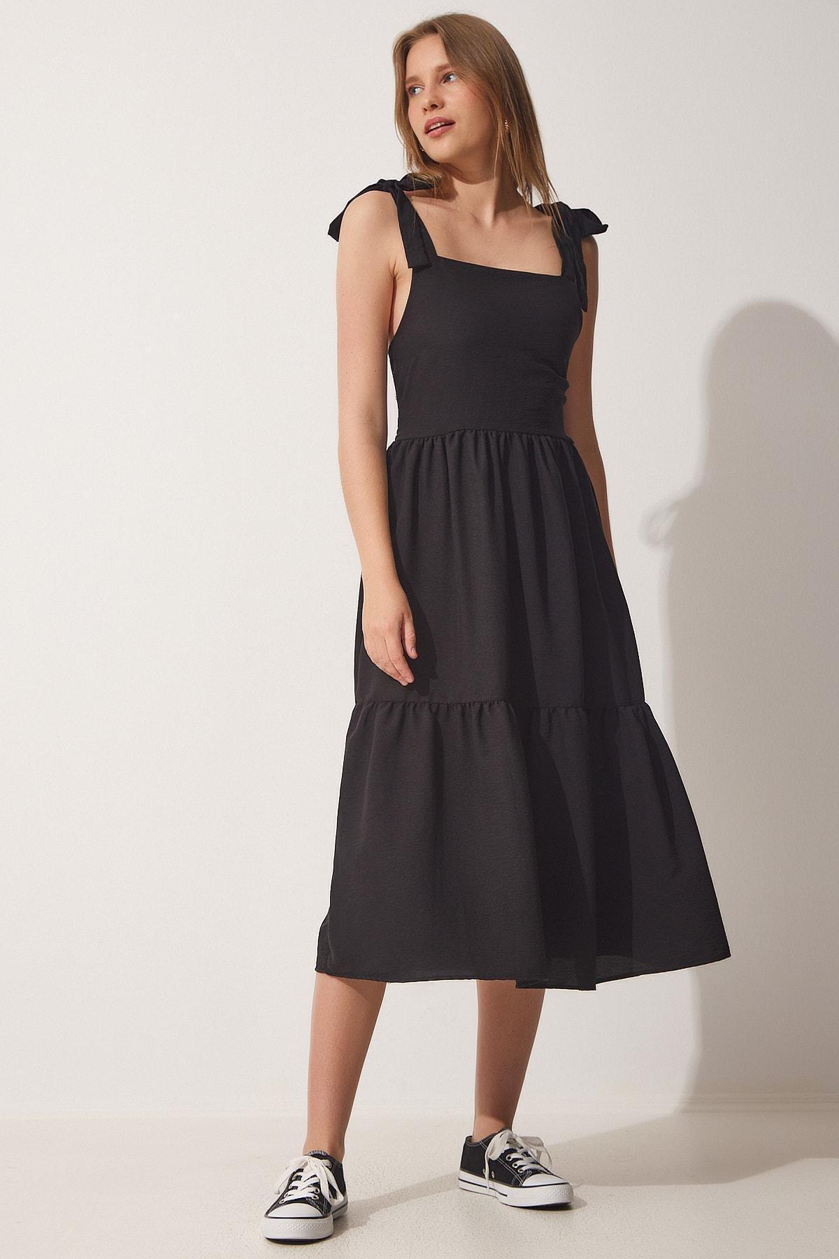 Black A-Line Dress, BLACK, large image number 1