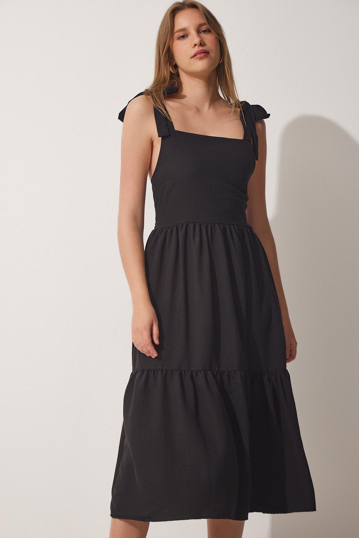 Black A-Line Dress, BLACK, large image number 2