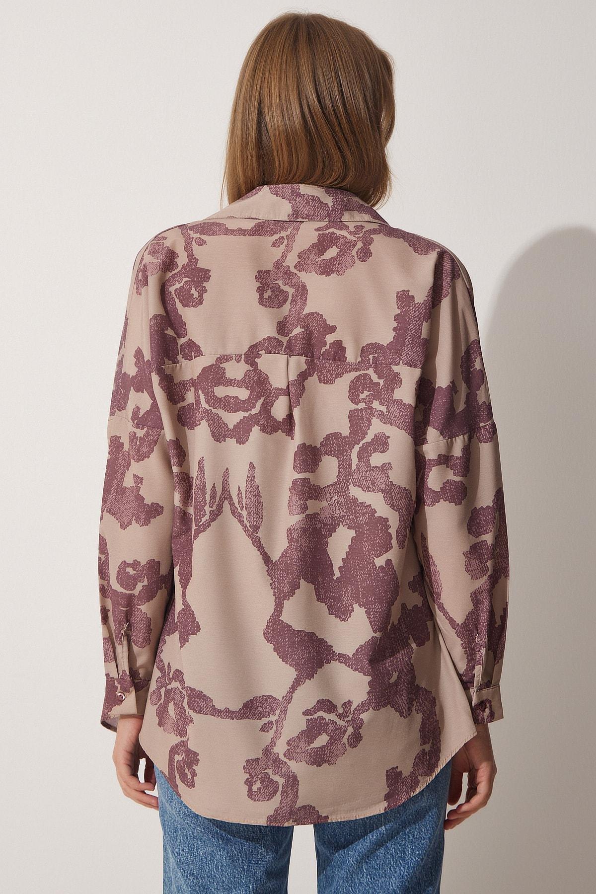 Purple Oversize Shirt, Plum Beige, large image number 2
