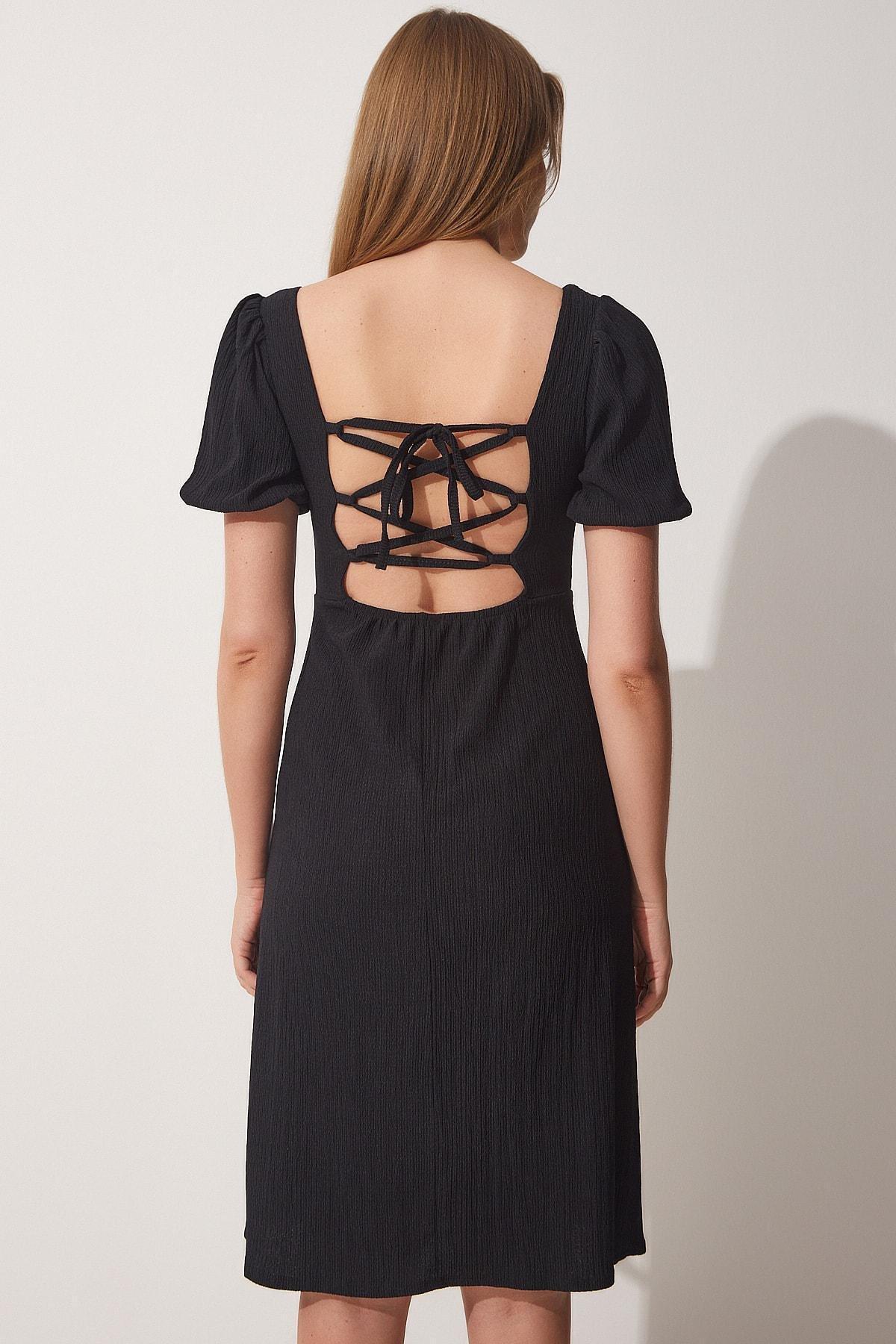 Black Wrapover Dress, BLACK, large image number 4