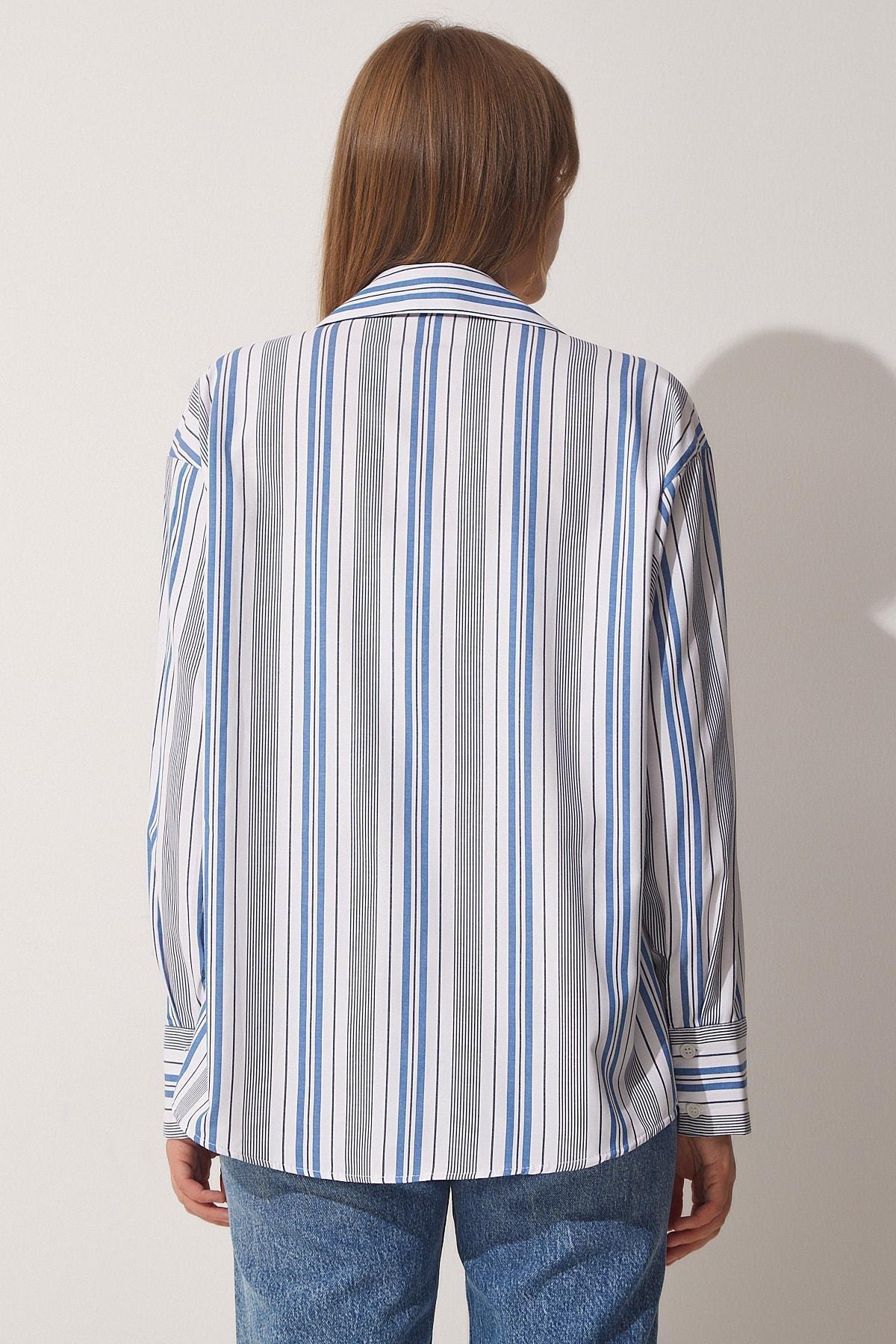 White Oversize Shirt, White Blue, large image number 3