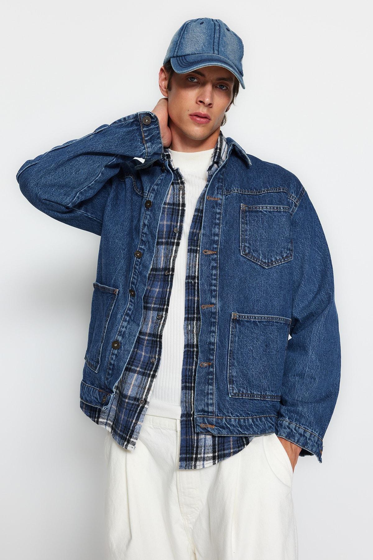 Blue Regular Fit Denim Jeans Jacket, , medium