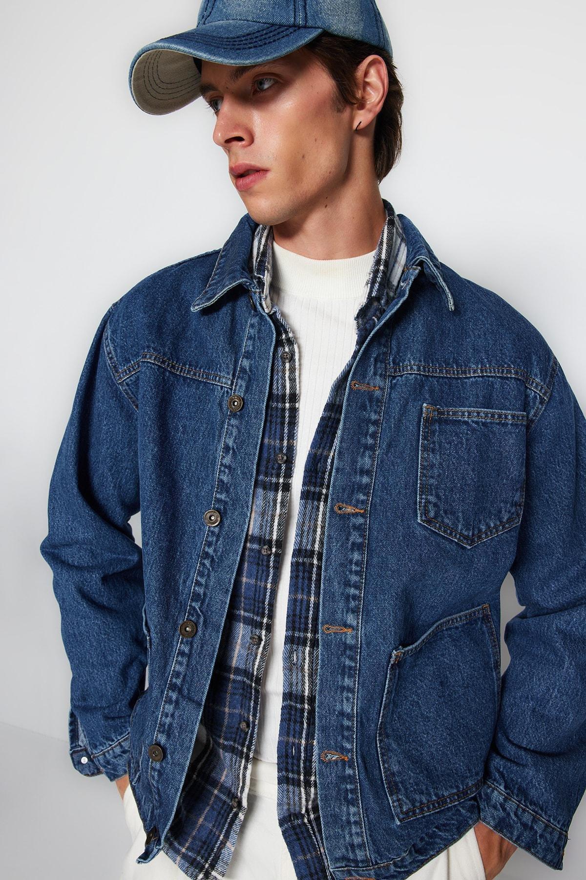 Blue Regular Fit Denim Jeans Jacket, , large image number 1