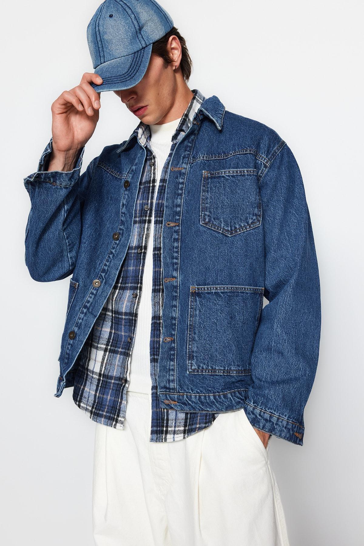 Blue Regular Fit Denim Jeans Jacket, , large image number 2