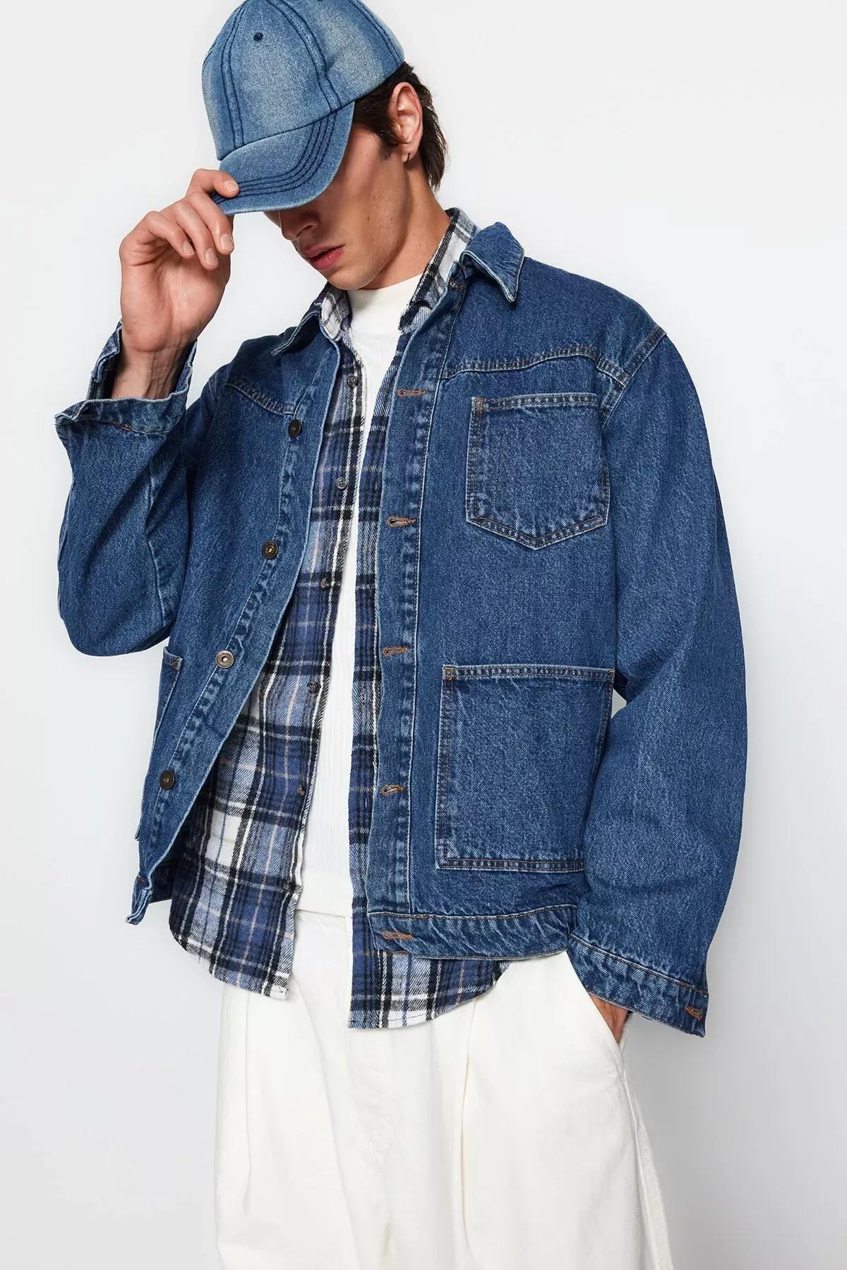 Blue Regular Fit Denim Jeans Jacket, C101_1774, medium