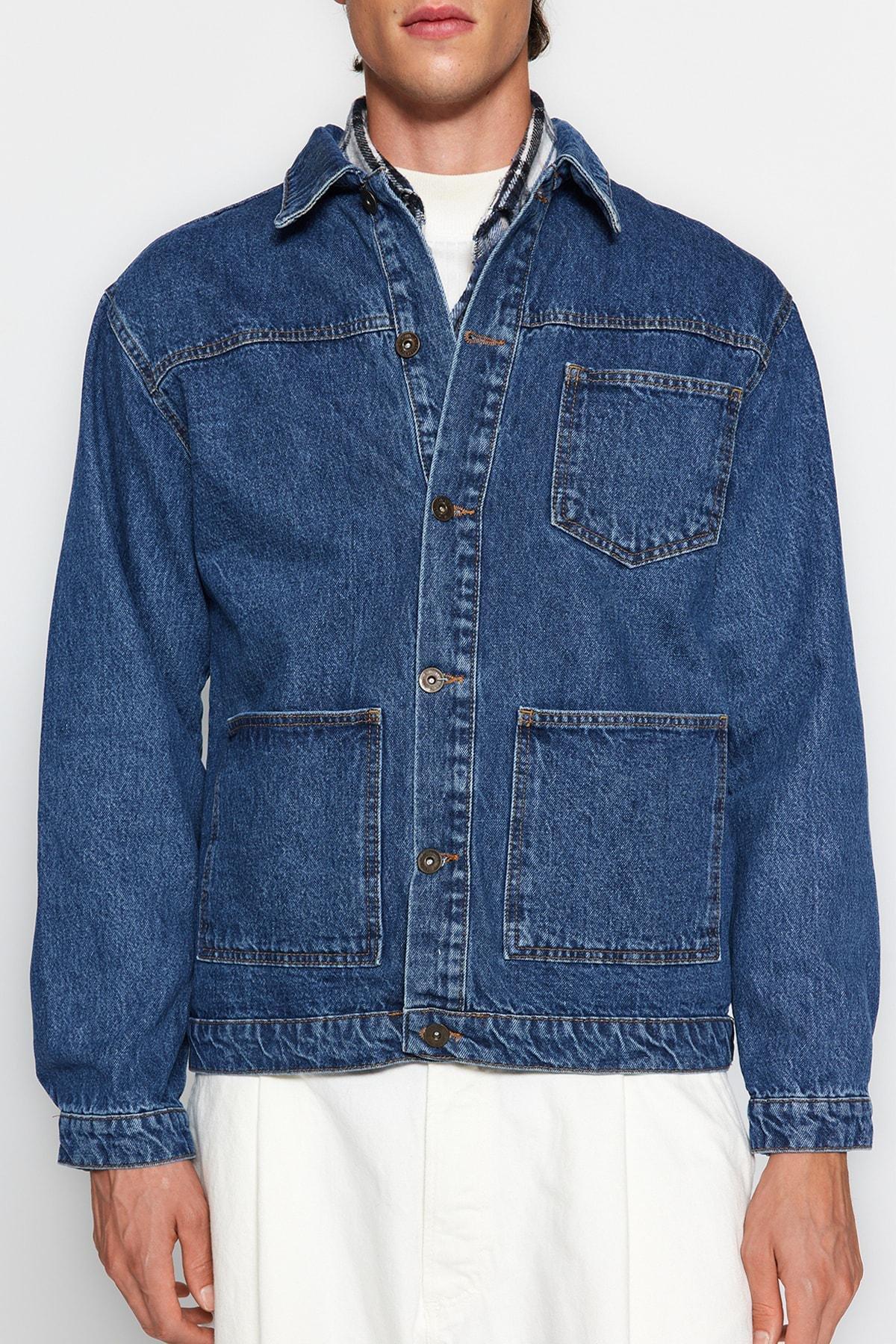 Blue Regular Fit Denim Jeans Jacket, , large image number 3