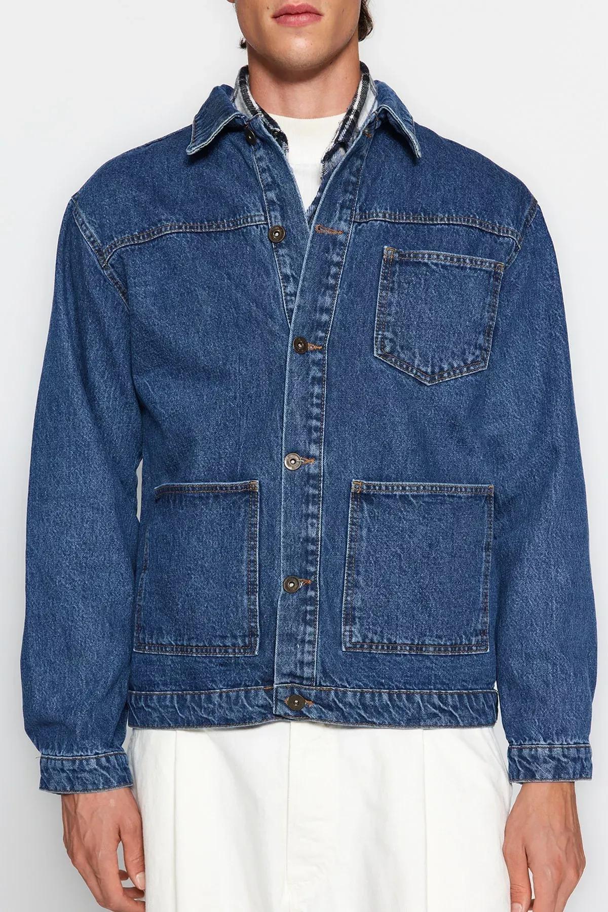 Blue Regular Fit Denim Jeans Jacket, C101_1774, large image number 3