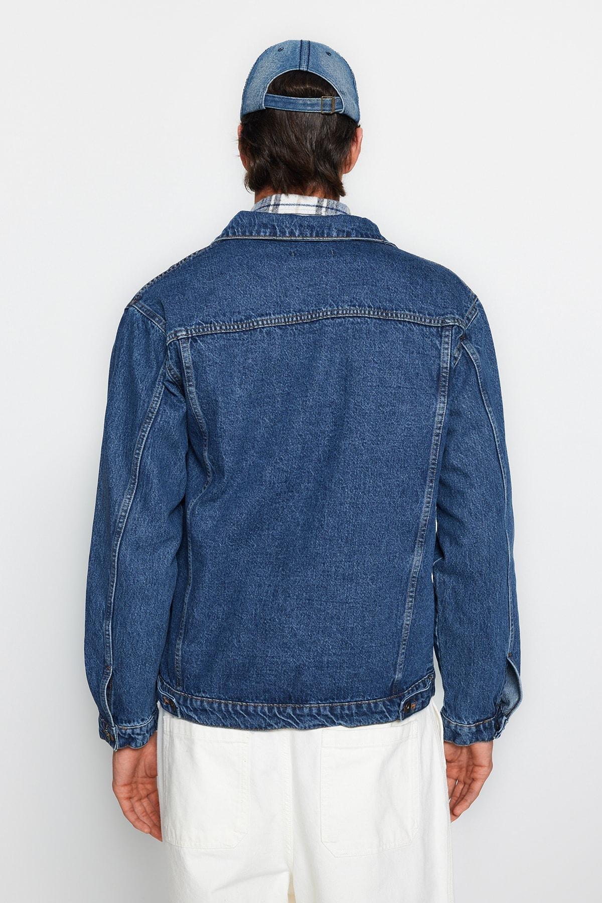 Blue Regular Fit Denim Jeans Jacket, , large image number 4