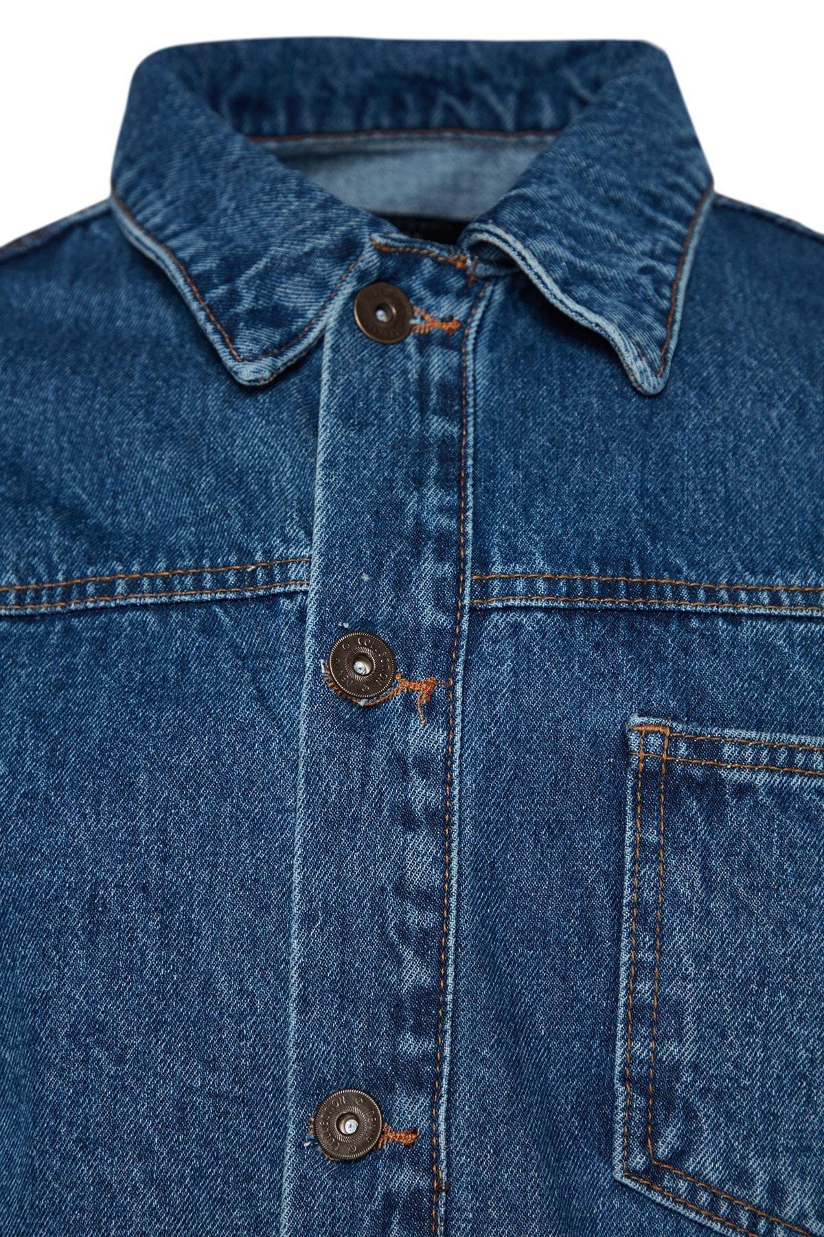 Blue Regular Fit Denim Jeans Jacket, , large image number 5