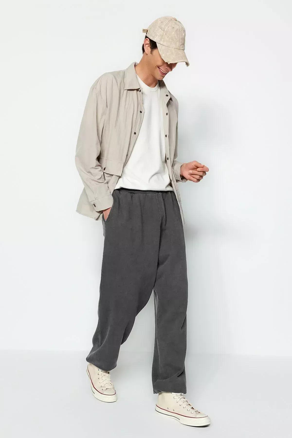 Grey Limited Edition Oversize Cotton Sweatpants, C101_1494, large image number 4