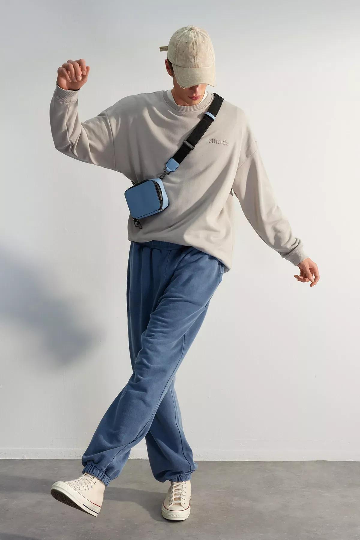 Blue Oversized Limited Edition Sweatpants., Indigo, medium