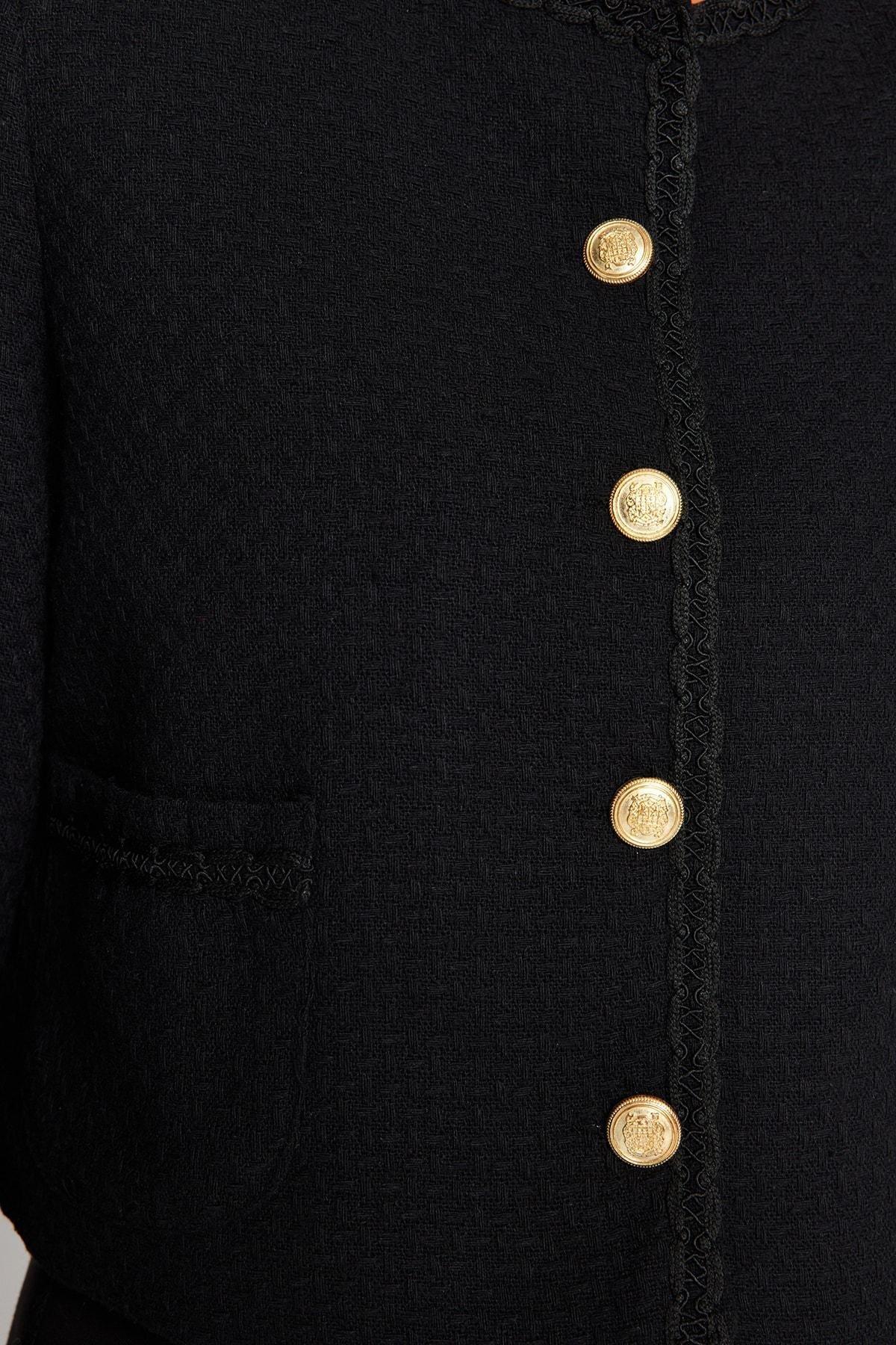 Black Woven Tweed Jacket, , large image number 4
