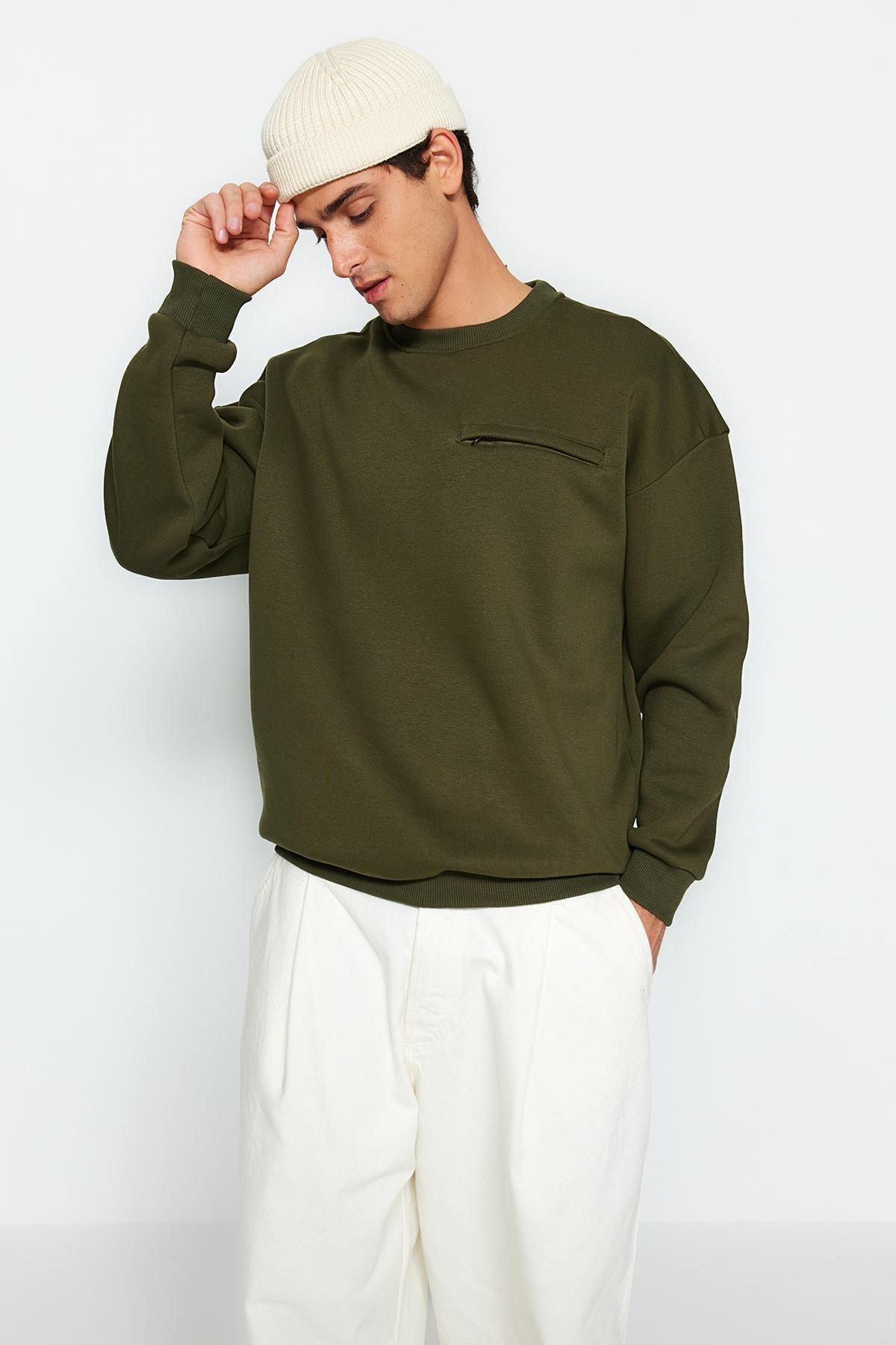 Khaki Limited Edition Oversized Sweatshirt, , large image number 1