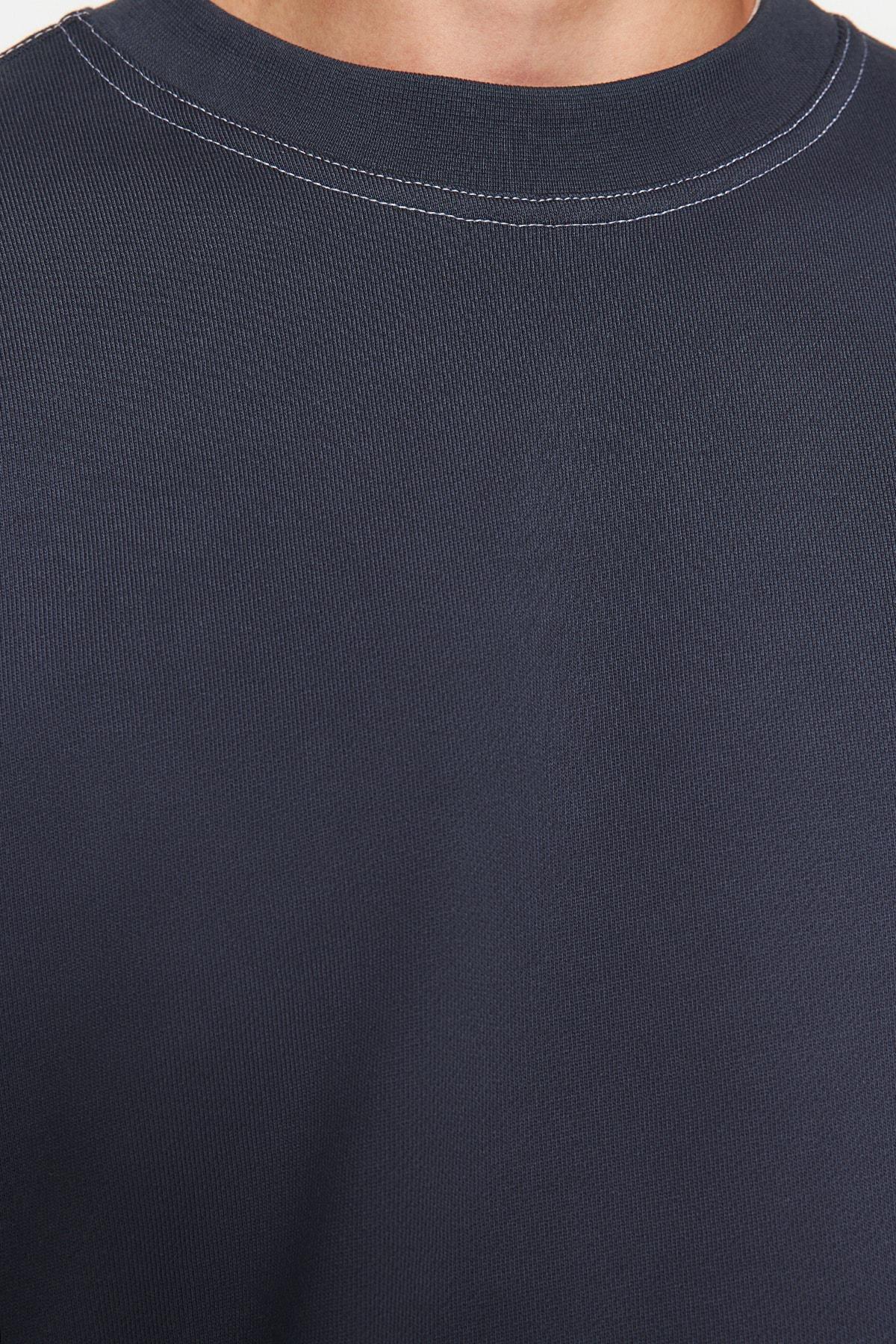 Grey Oversize Crew Neck Detail Sweatshirt, , large image number 4