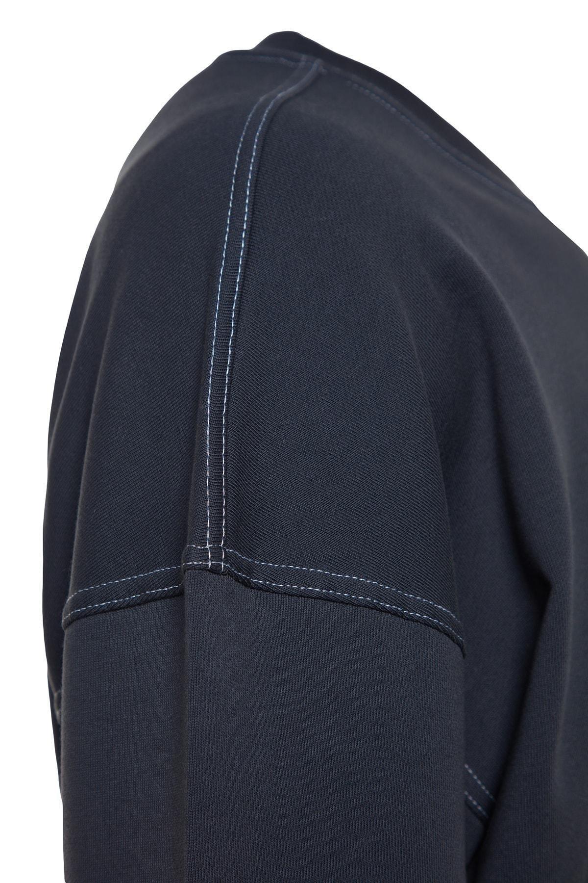 Grey Oversize Crew Neck Detail Sweatshirt, , large image number 6