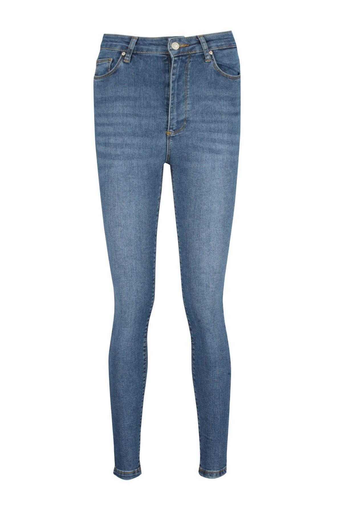 Blue High Waist Skinny Jeans, , large image number 6