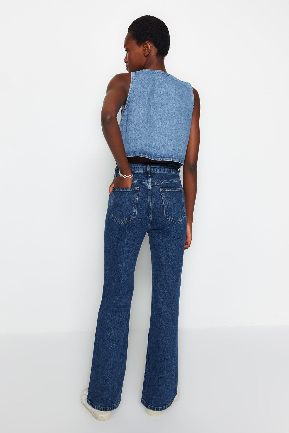 Trendyol - Blue High Waist Comfort Wide Leg Jeans