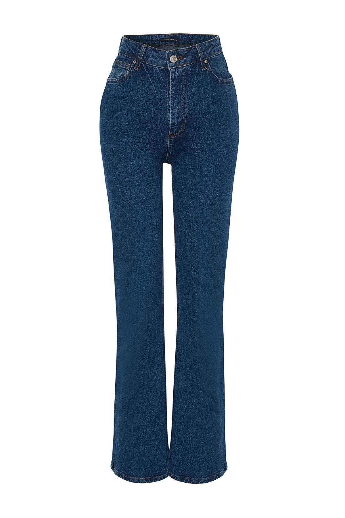 Trendyol - Blue High Waist Comfort Wide Leg Jeans