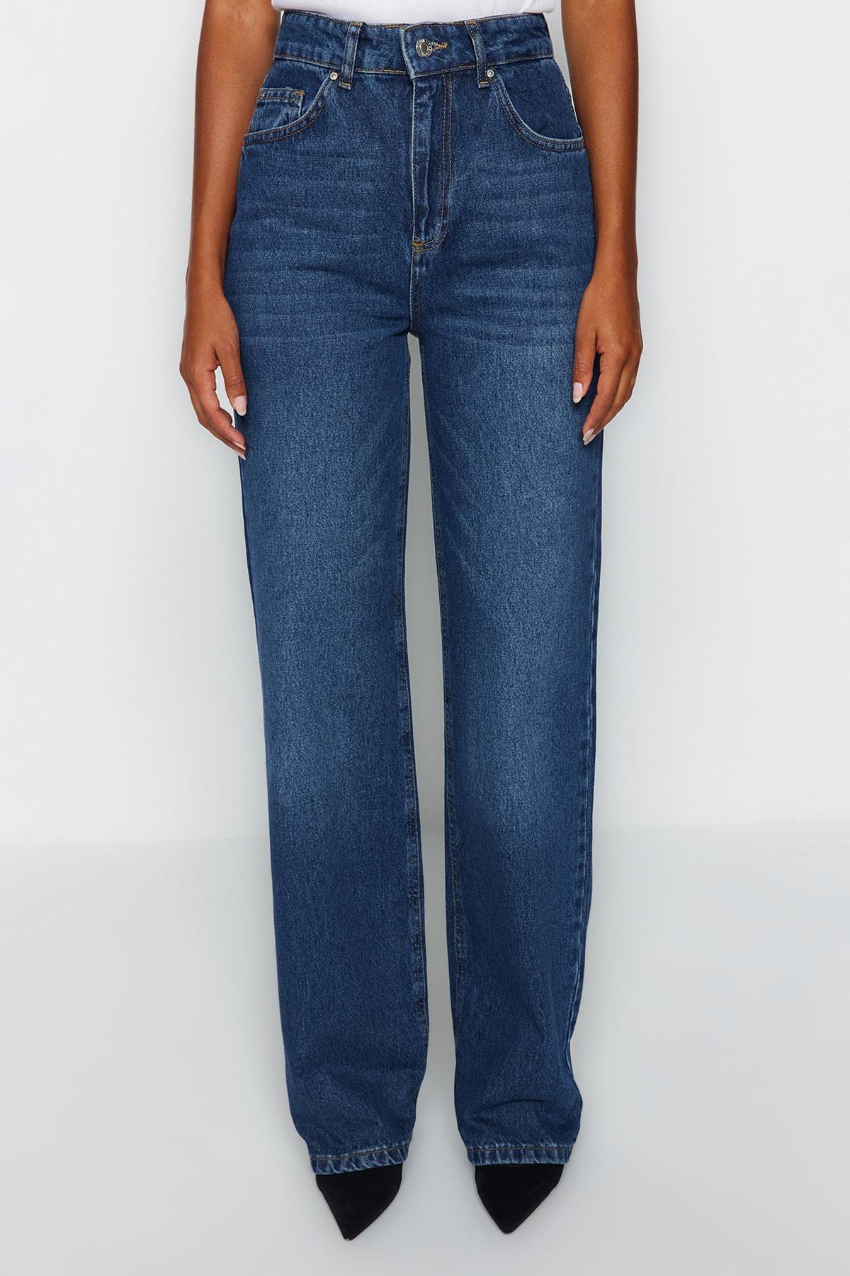 Blue High Waist Wide Leg Jeans, , large image number 3