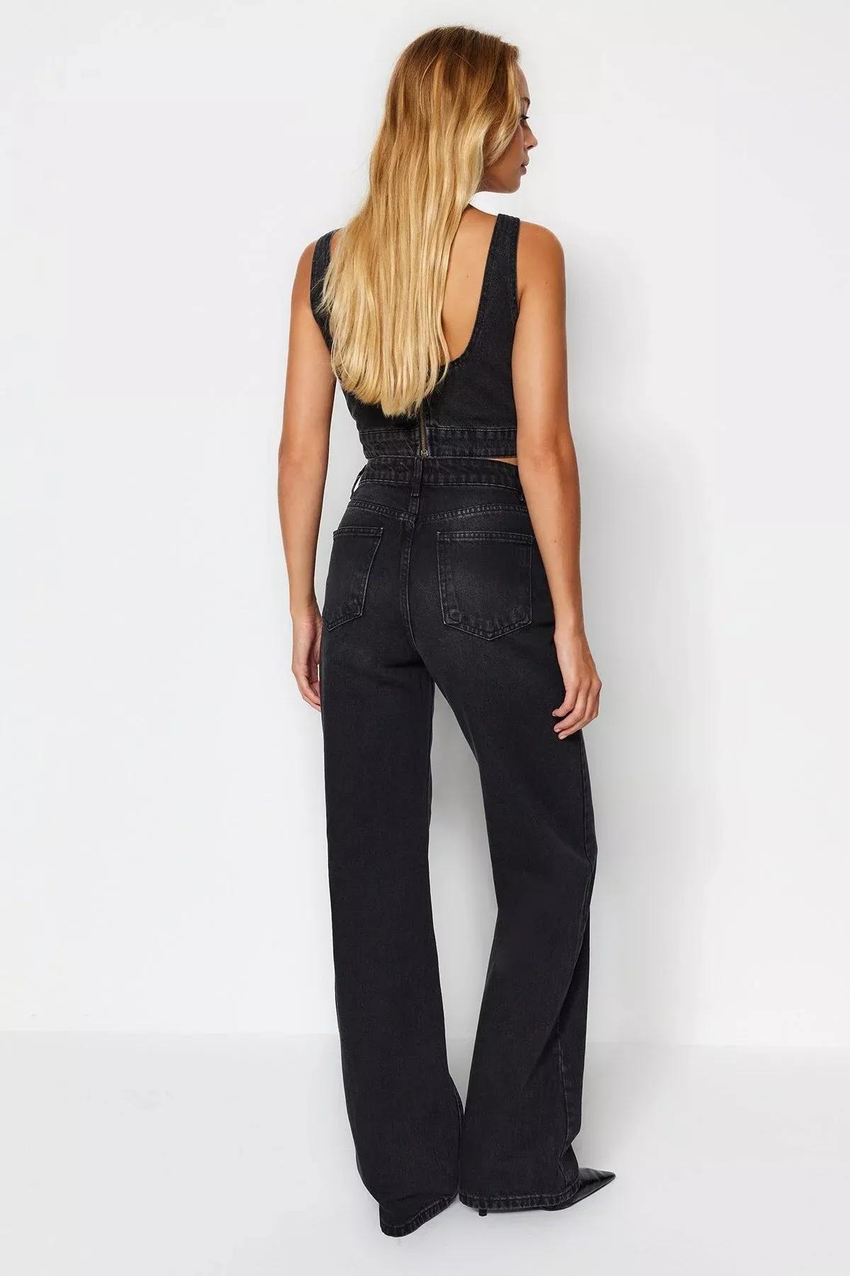 Navy High Waist Wide Leg, BLACK, large image number 5