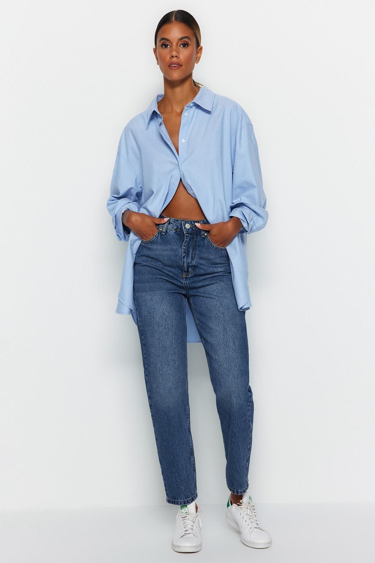 Blue Mom Jeans, , large image number 0