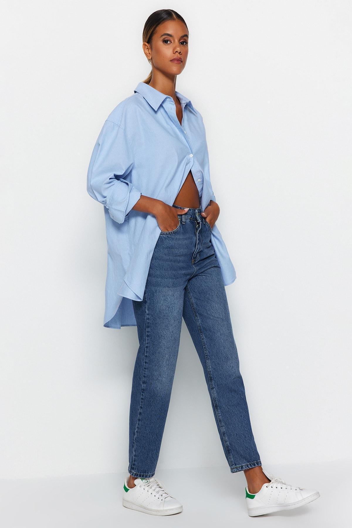 Blue Mom Jeans, , large image number 1