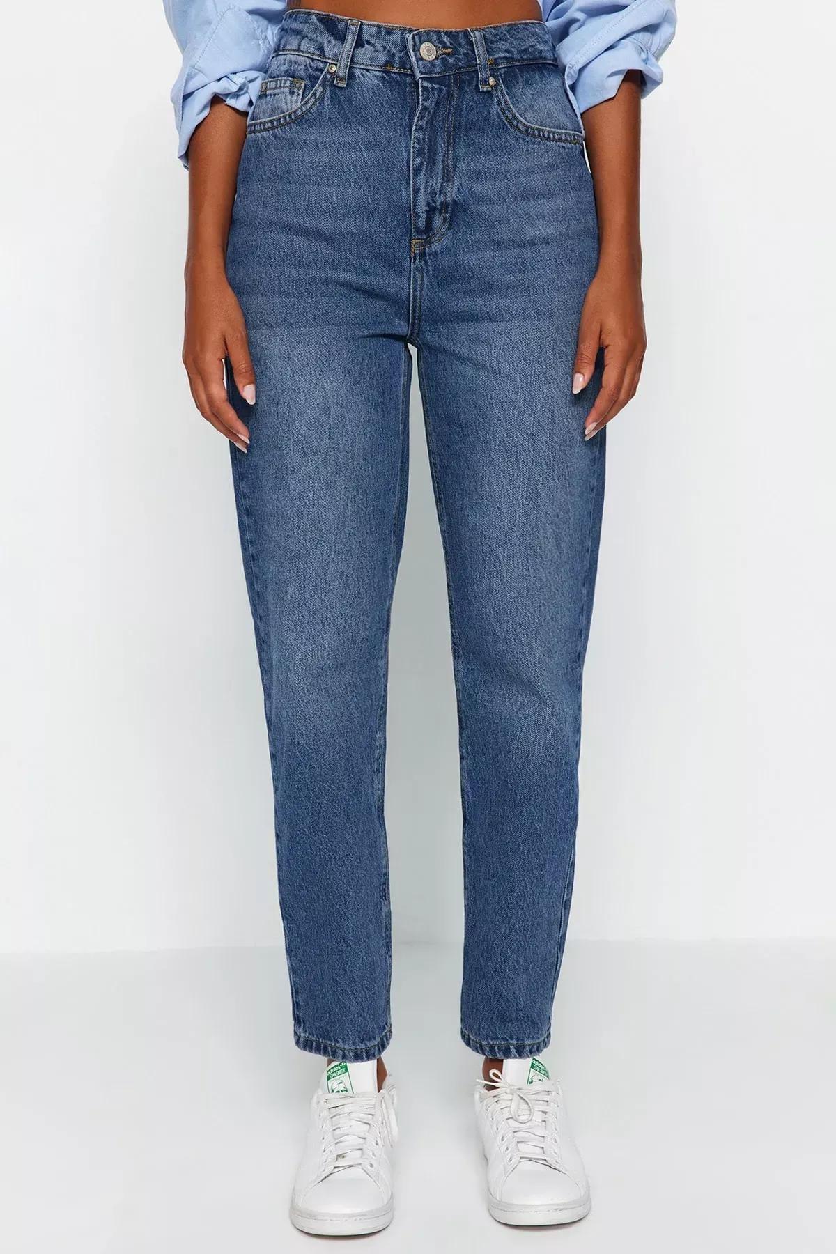 Blue Mom Jeans, DARK BLUE, large image number 3