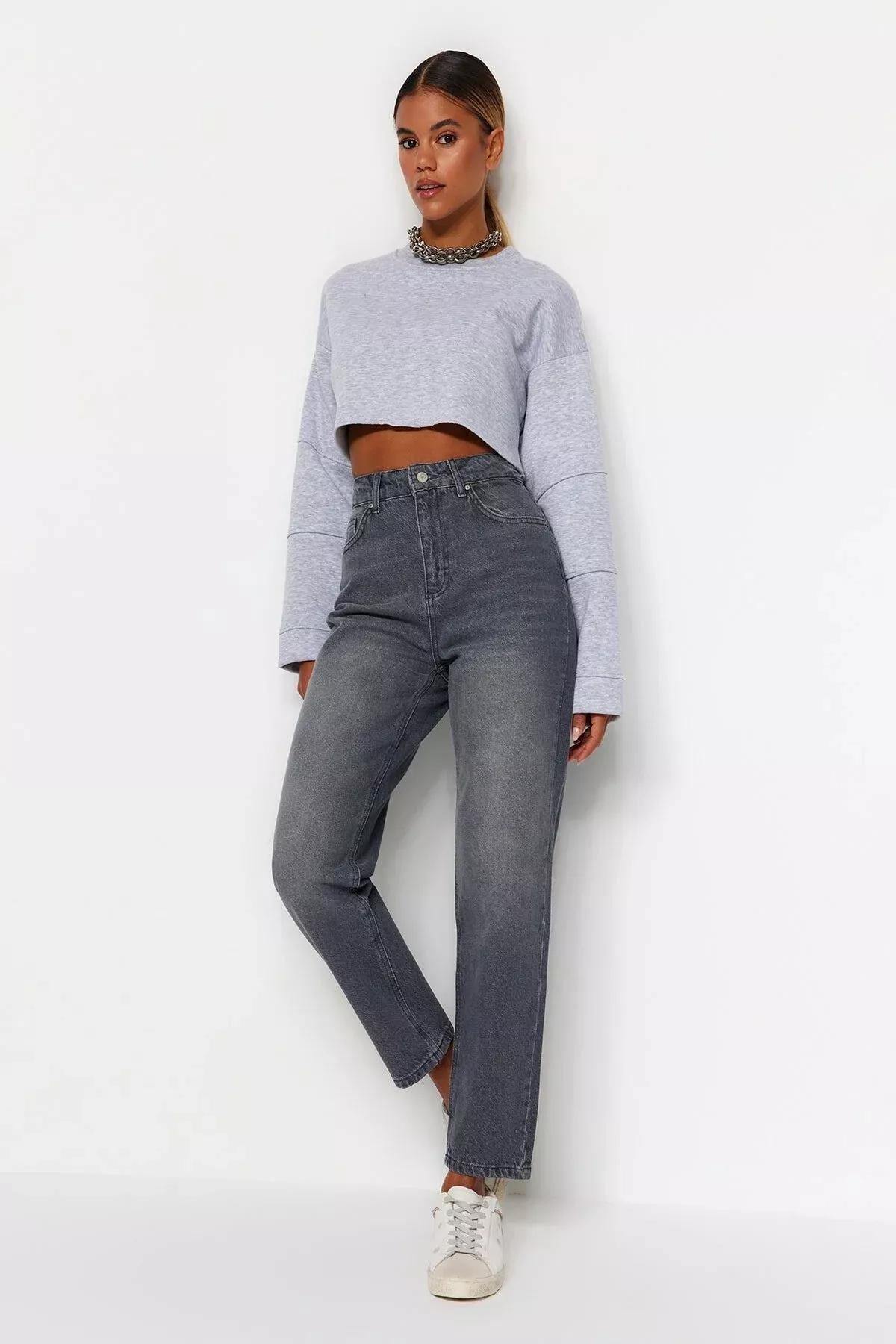 Grey Mom Jeans, , large image number 2