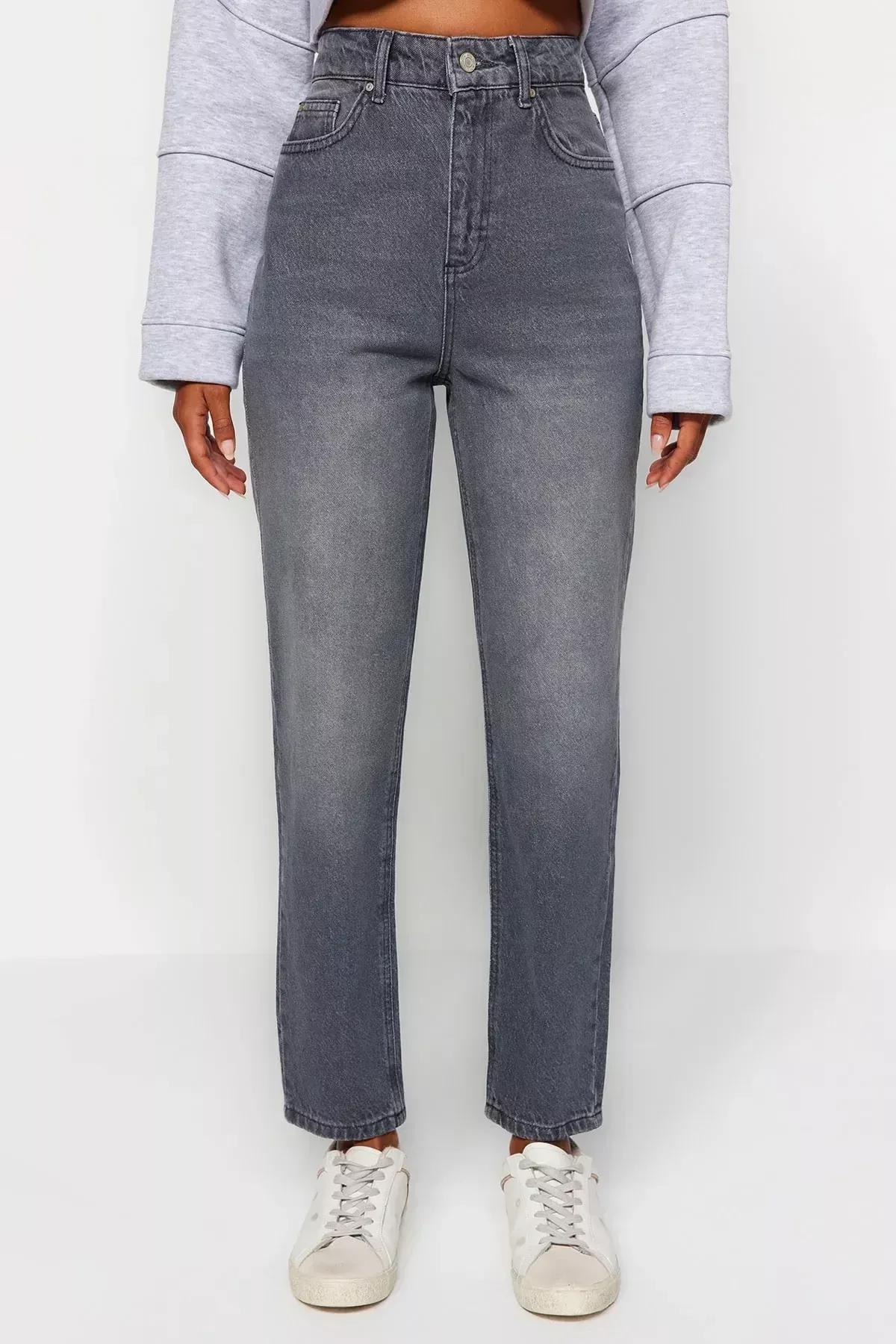 Grey Mom Jeans, , large image number 3