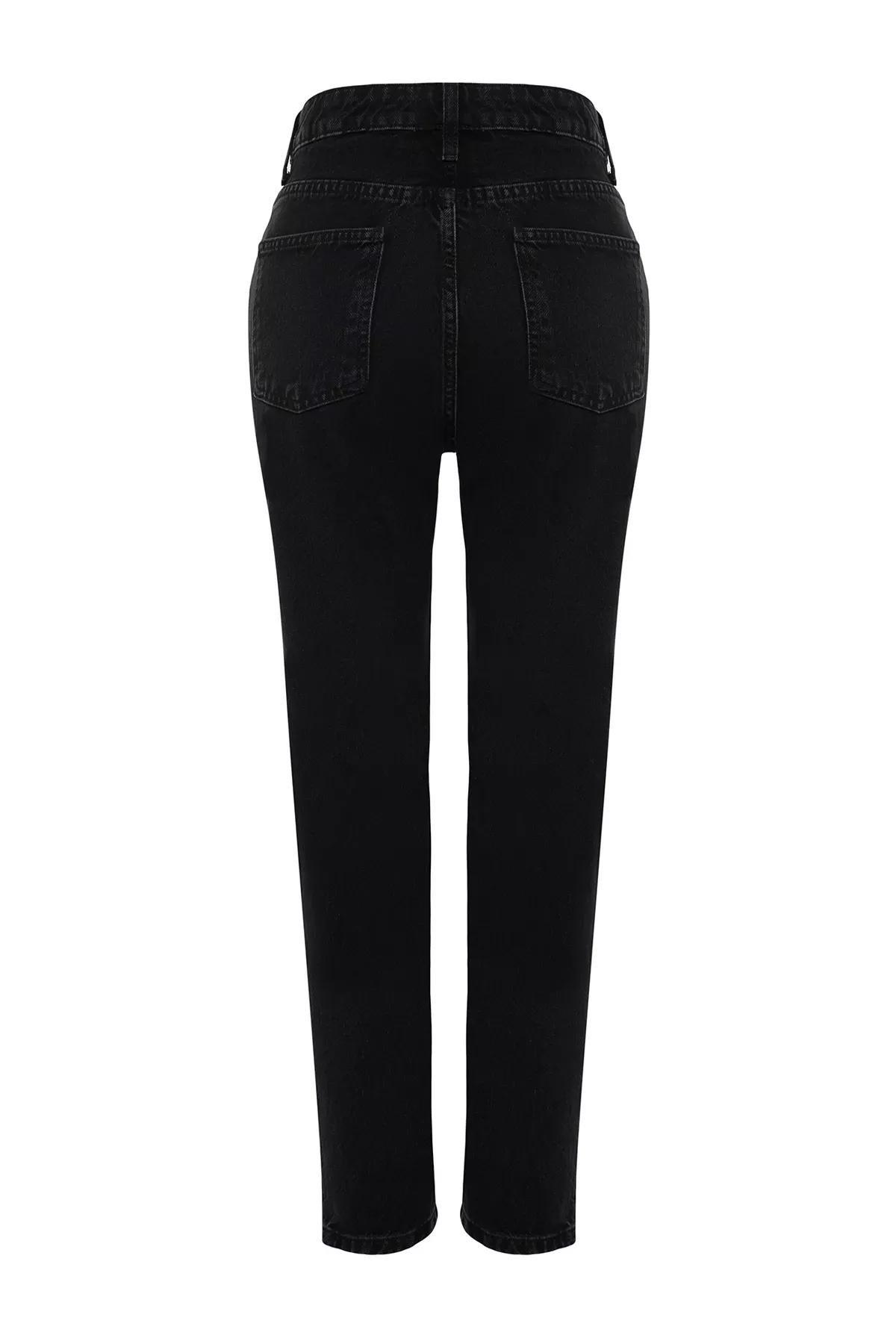 Black High Waist Mom Jeans, BLACK, large image number 10