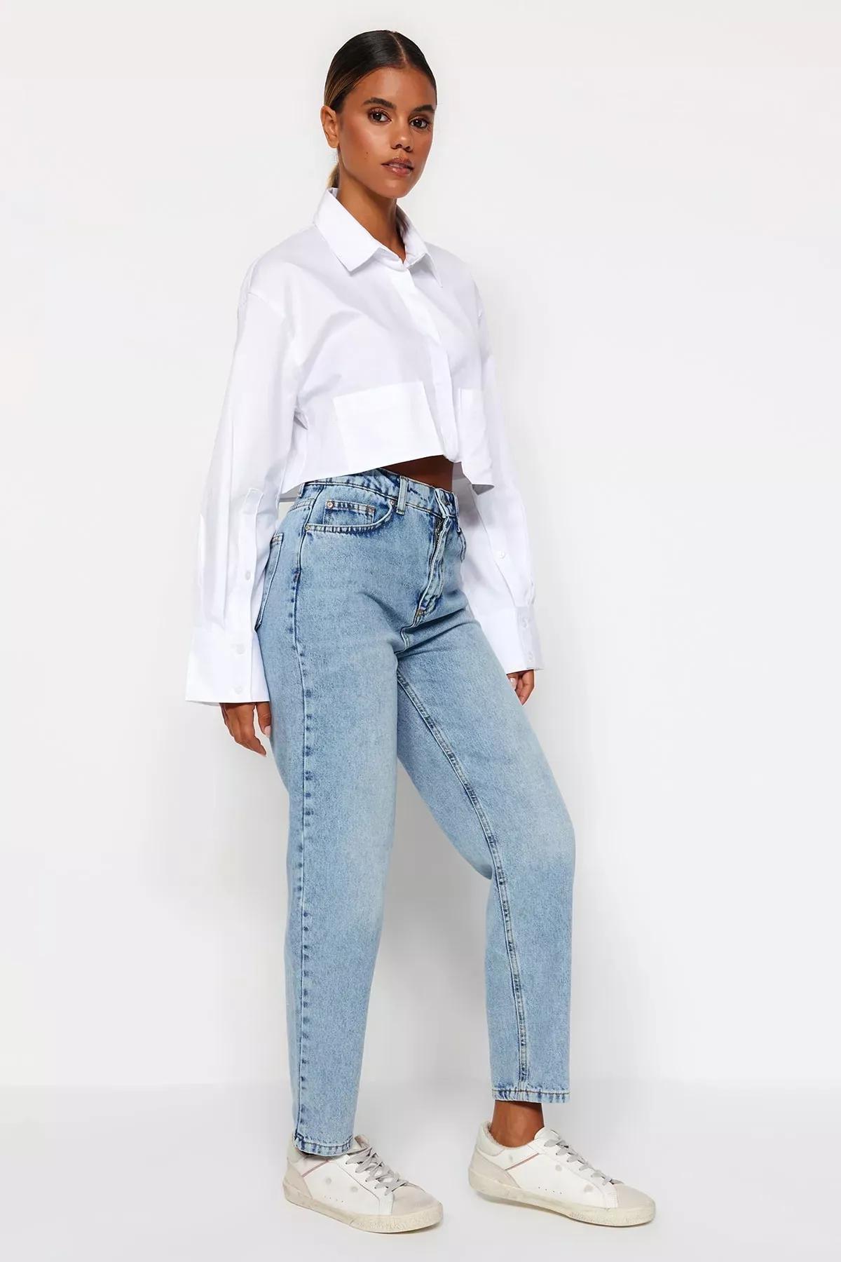 Blue Mom Jeans, LIGHT BLUE, large image number 1