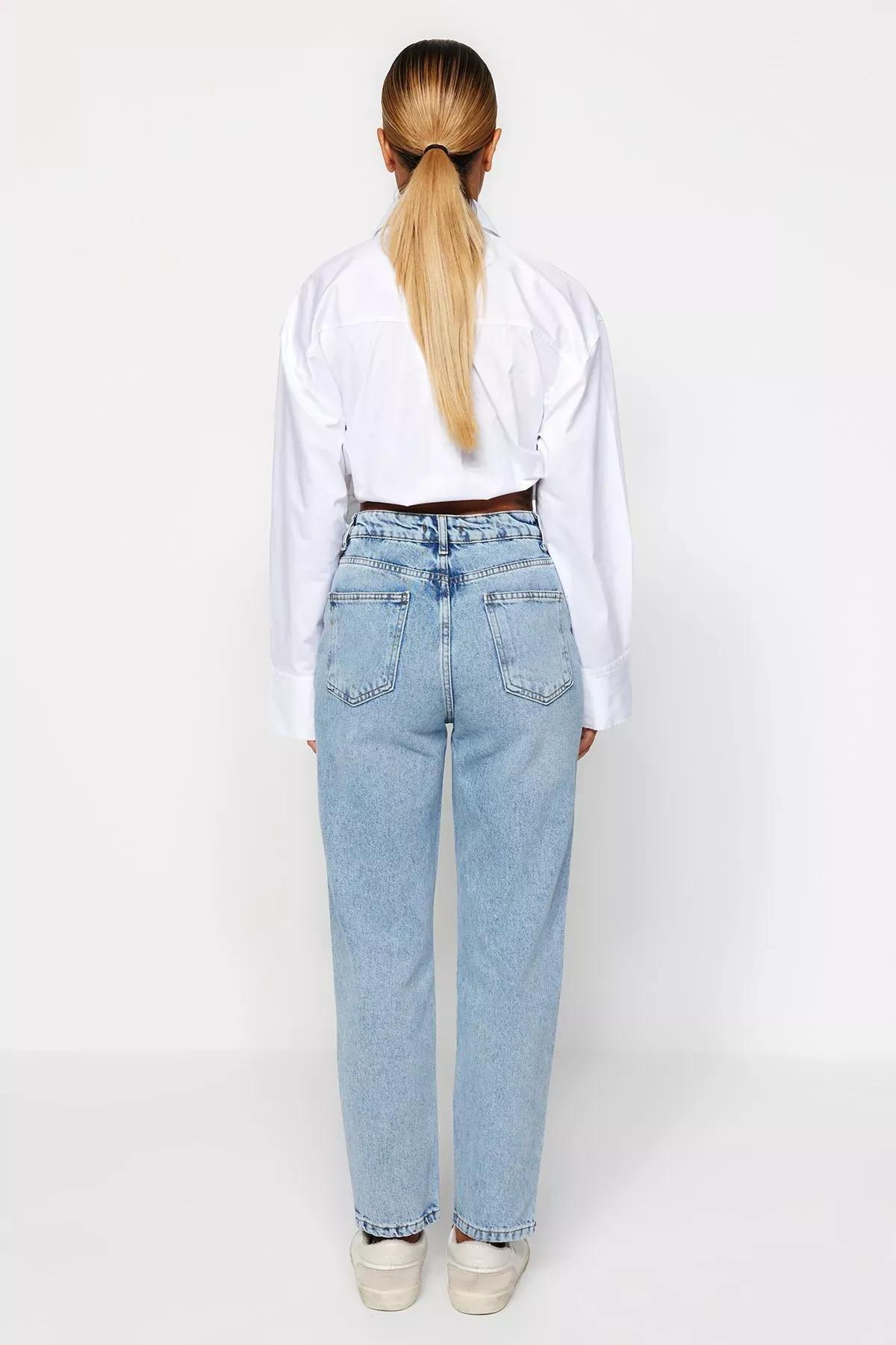 Blue Mom Jeans, LIGHT BLUE, large image number 5