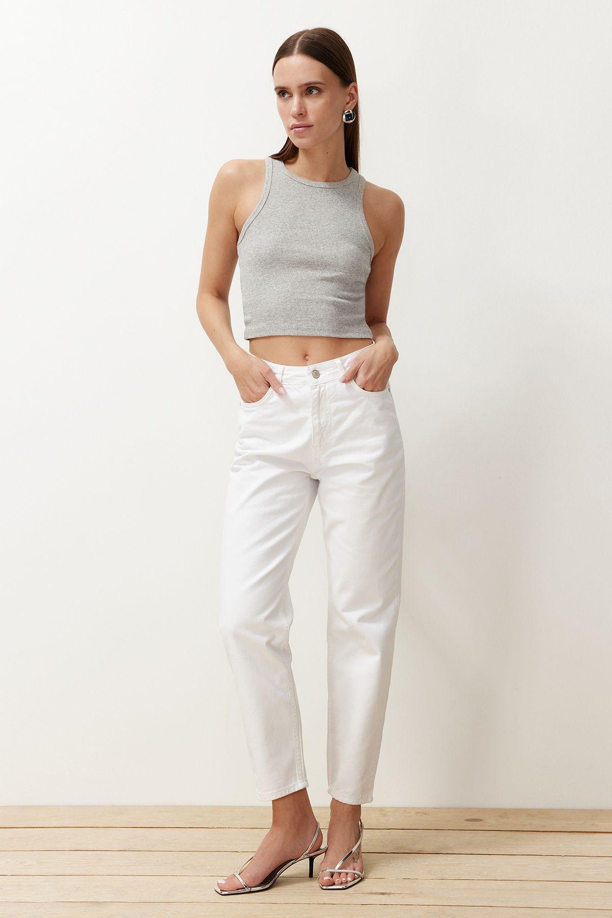 White High Waist Mom Jeans TWOAW24JE00076, single, , large image number 0