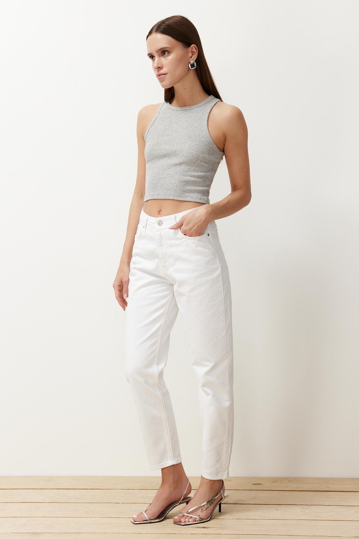 White High Waist Mom Jeans TWOAW24JE00076, single, , large image number 1