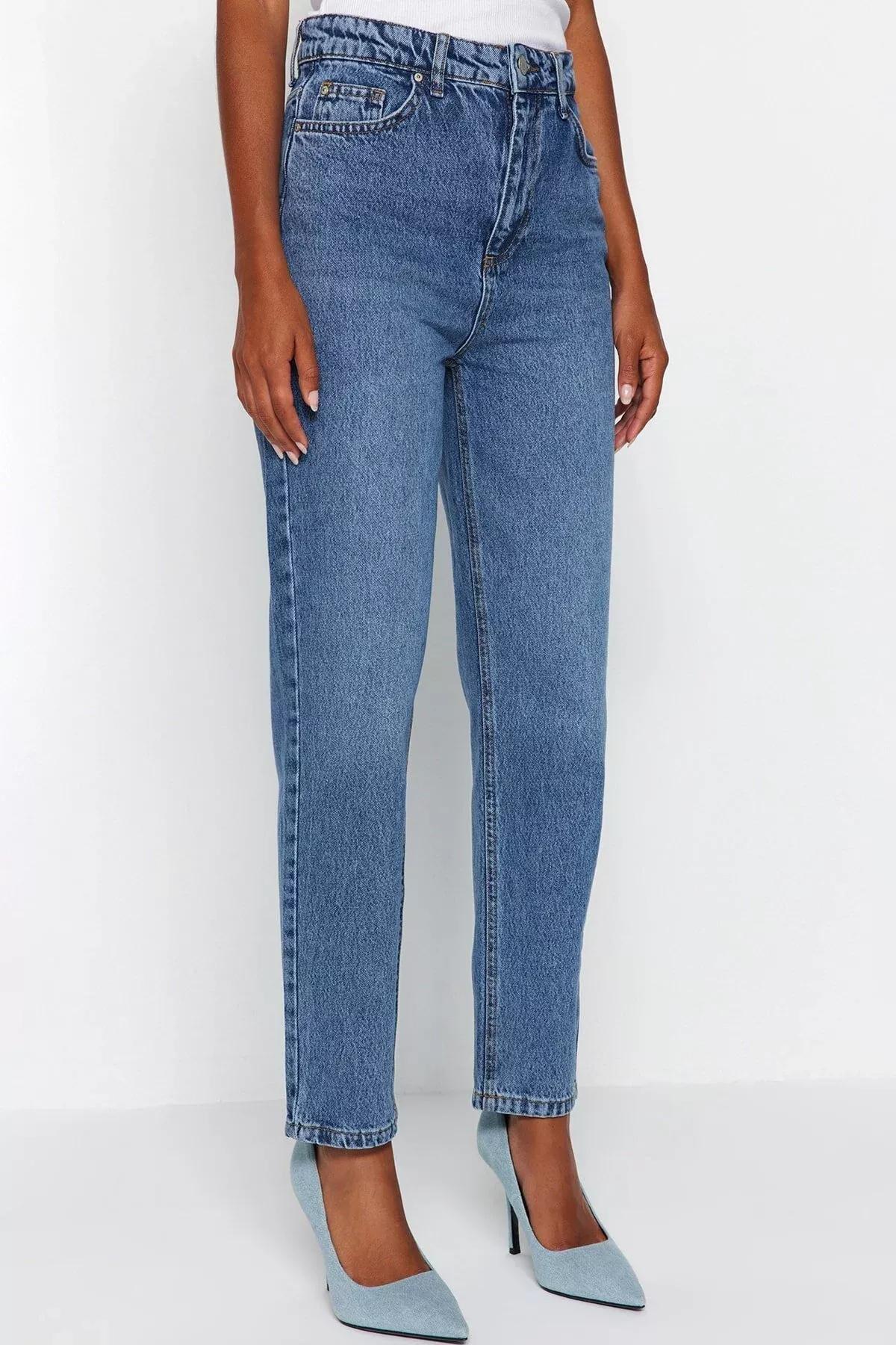 Blue Mom Jeans, Blue, large image number 4
