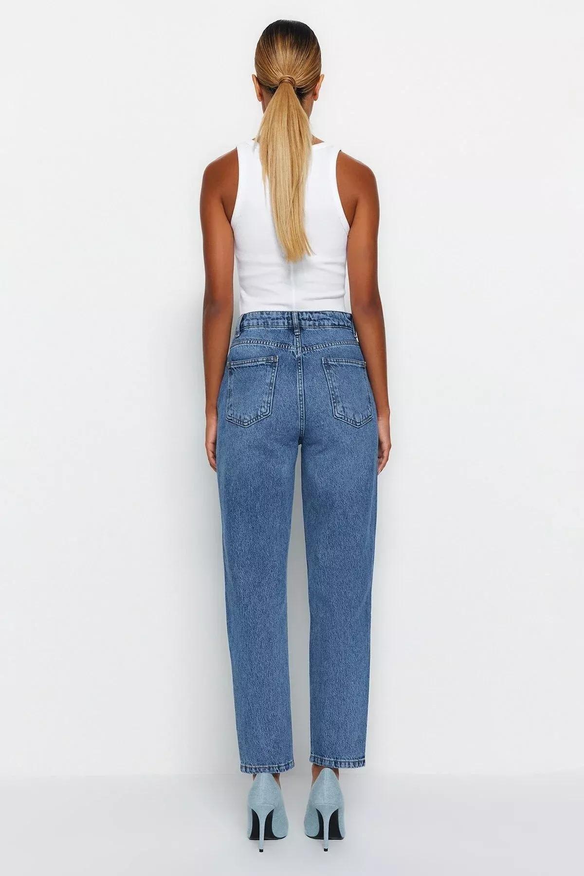 Blue Mom Jeans, Blue, large image number 5