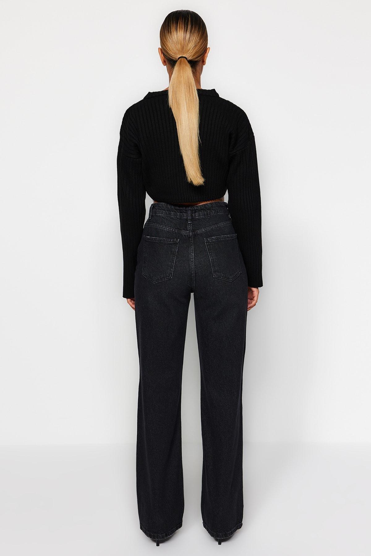 Black Wide Leg Jeans, , large image number 5