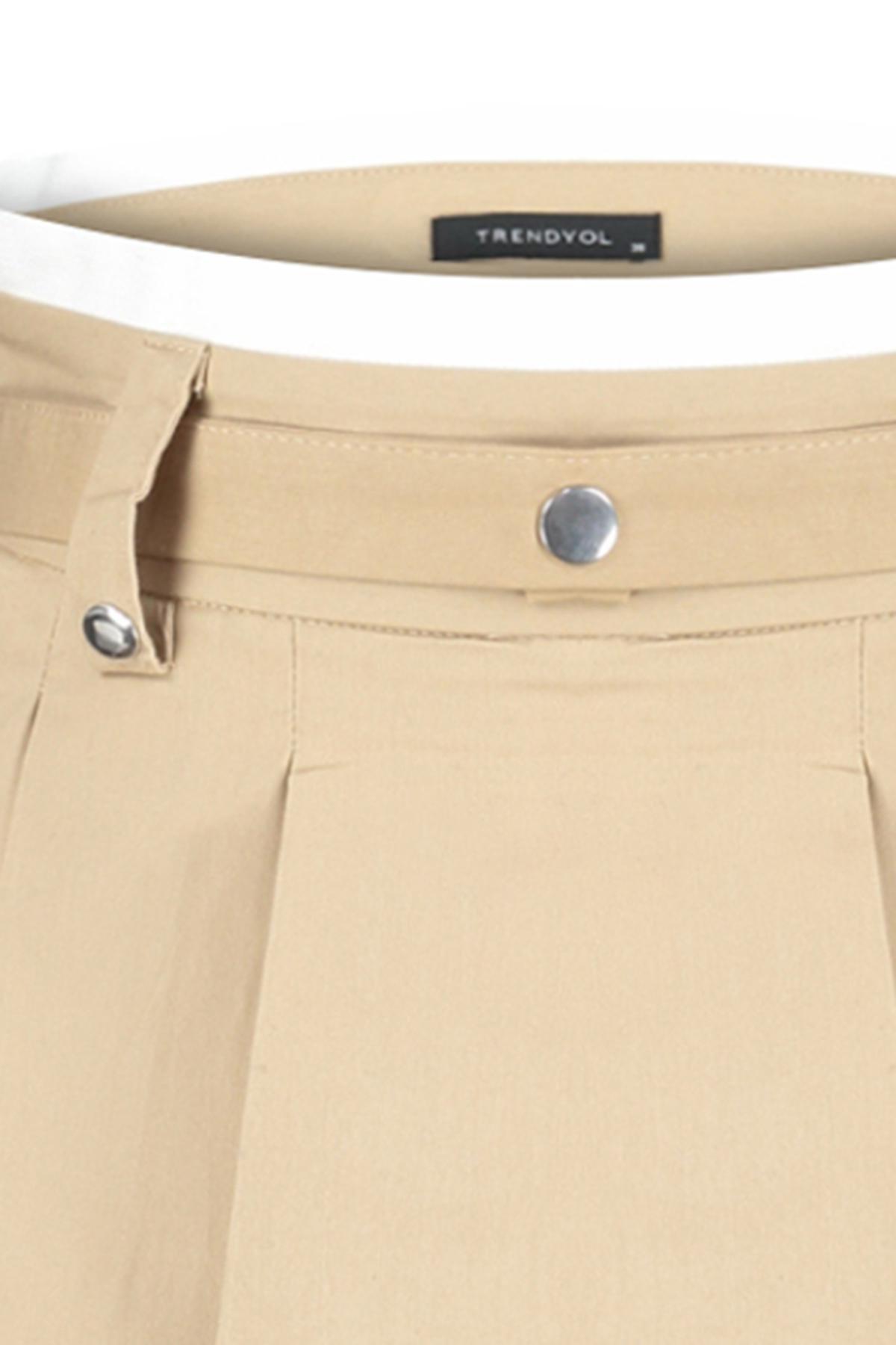 Beige Pleated Mini Skirt, , large image number 7