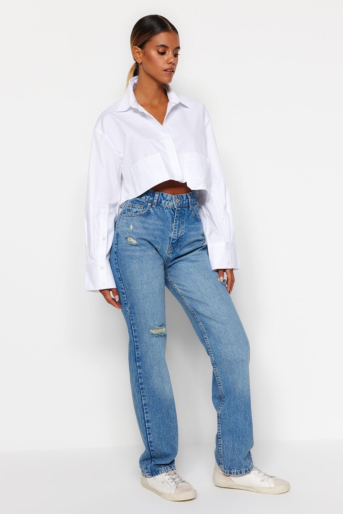 Blue Straight Jeans, , large image number 1