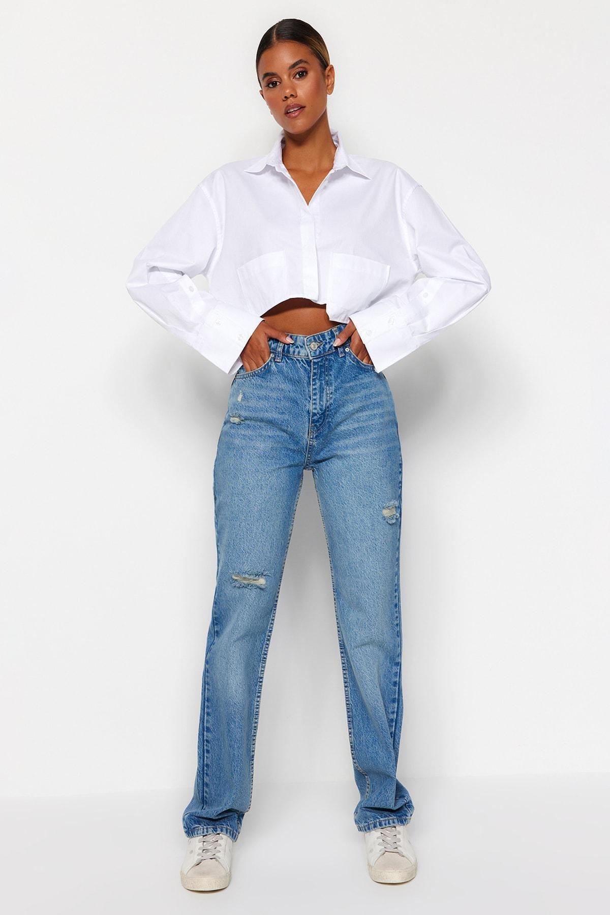 Blue Straight Jeans, , large image number 4