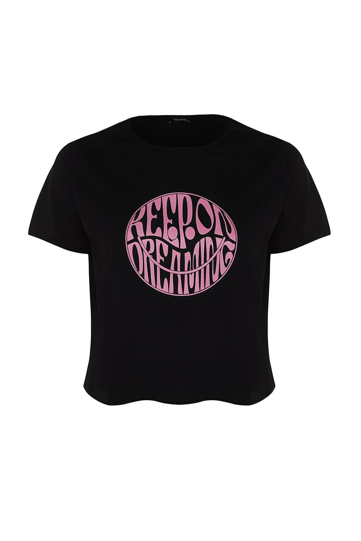 Black Regular Plus Size T-Shirt, , large image number 5