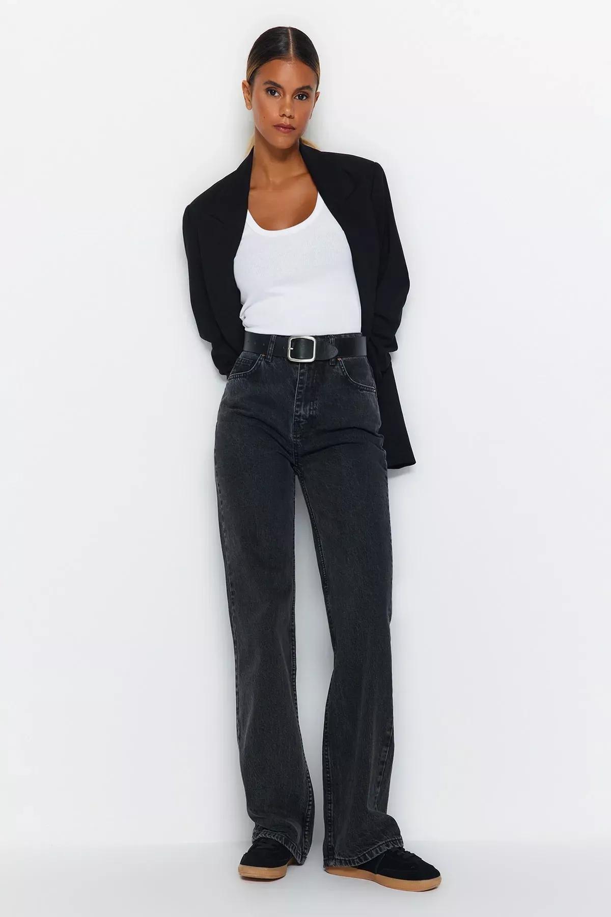 Black Wide Leg Jeans, , large image number 0