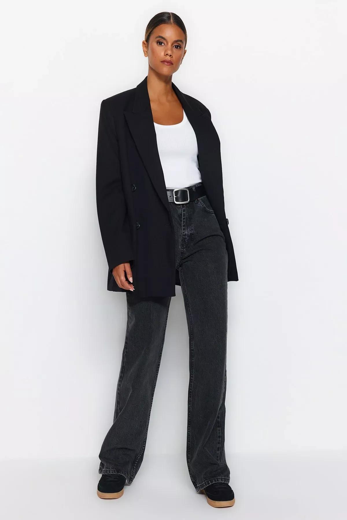 Black Wide Leg Jeans, , large image number 1