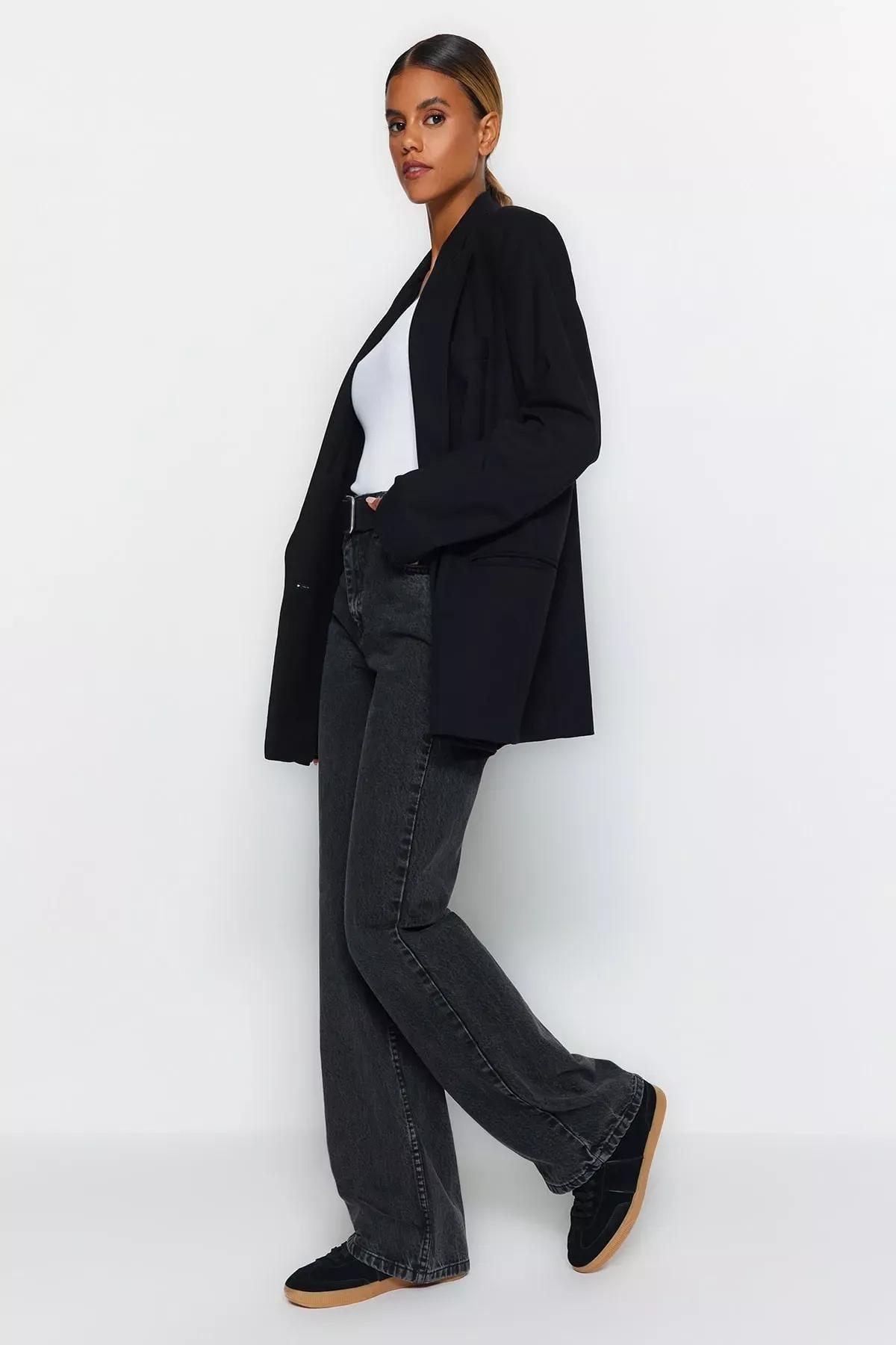 Black Wide Leg Jeans, , large image number 2