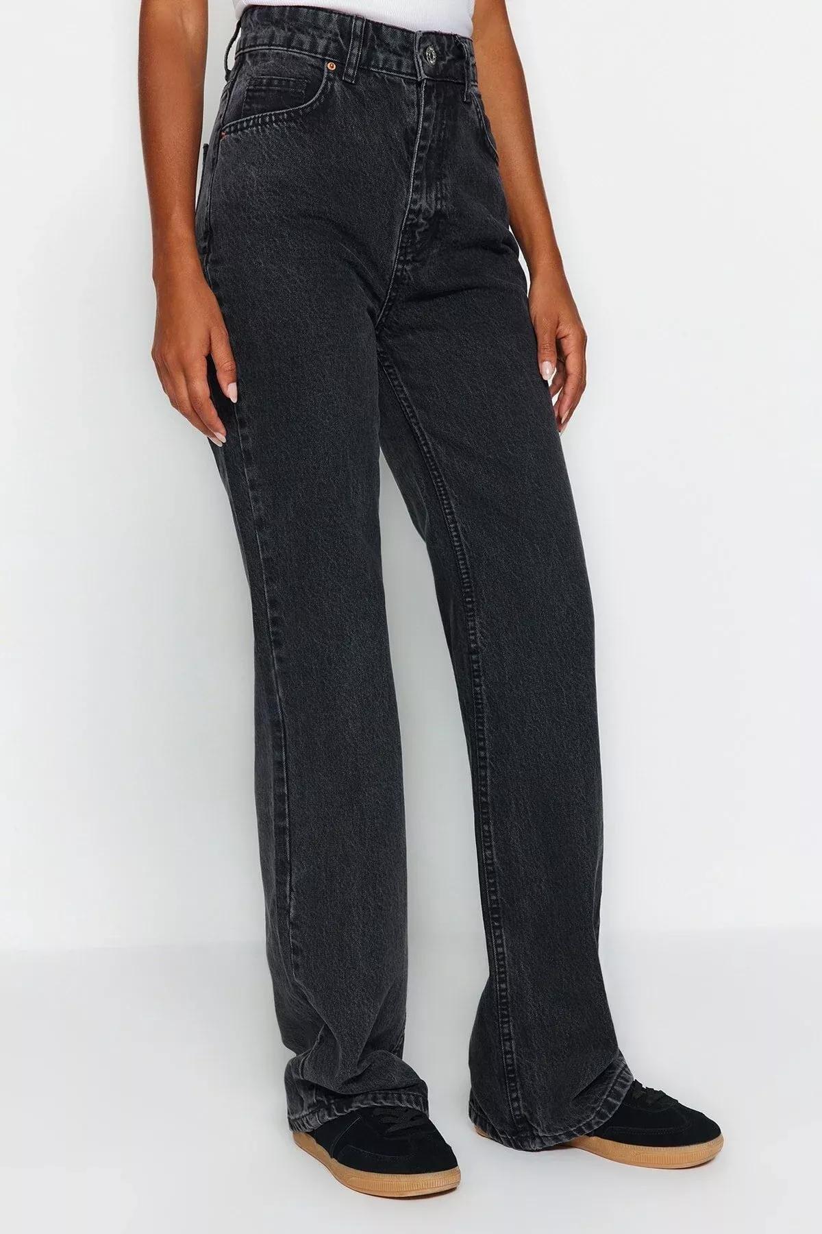 Black Wide Leg Jeans, , large image number 4