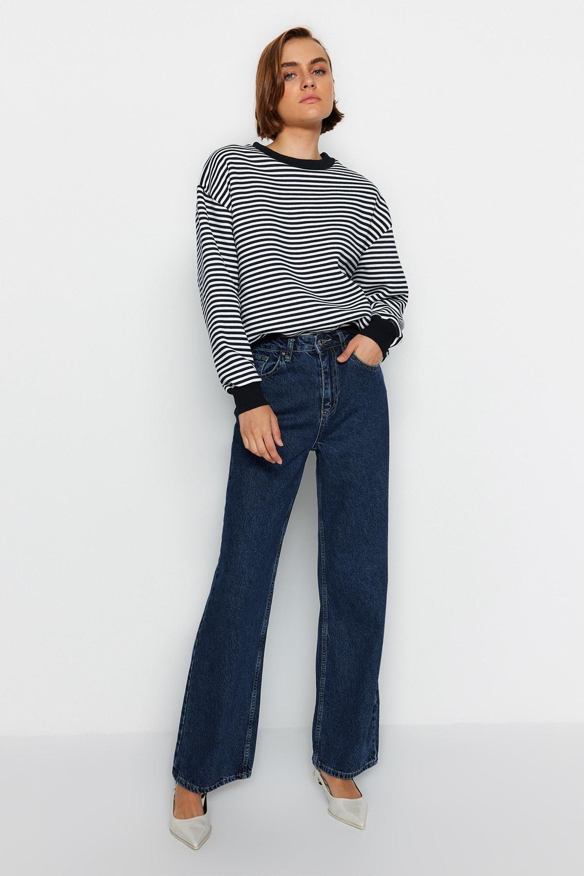 Trendyol - Blue High Waist Wide Leg Jeans 
